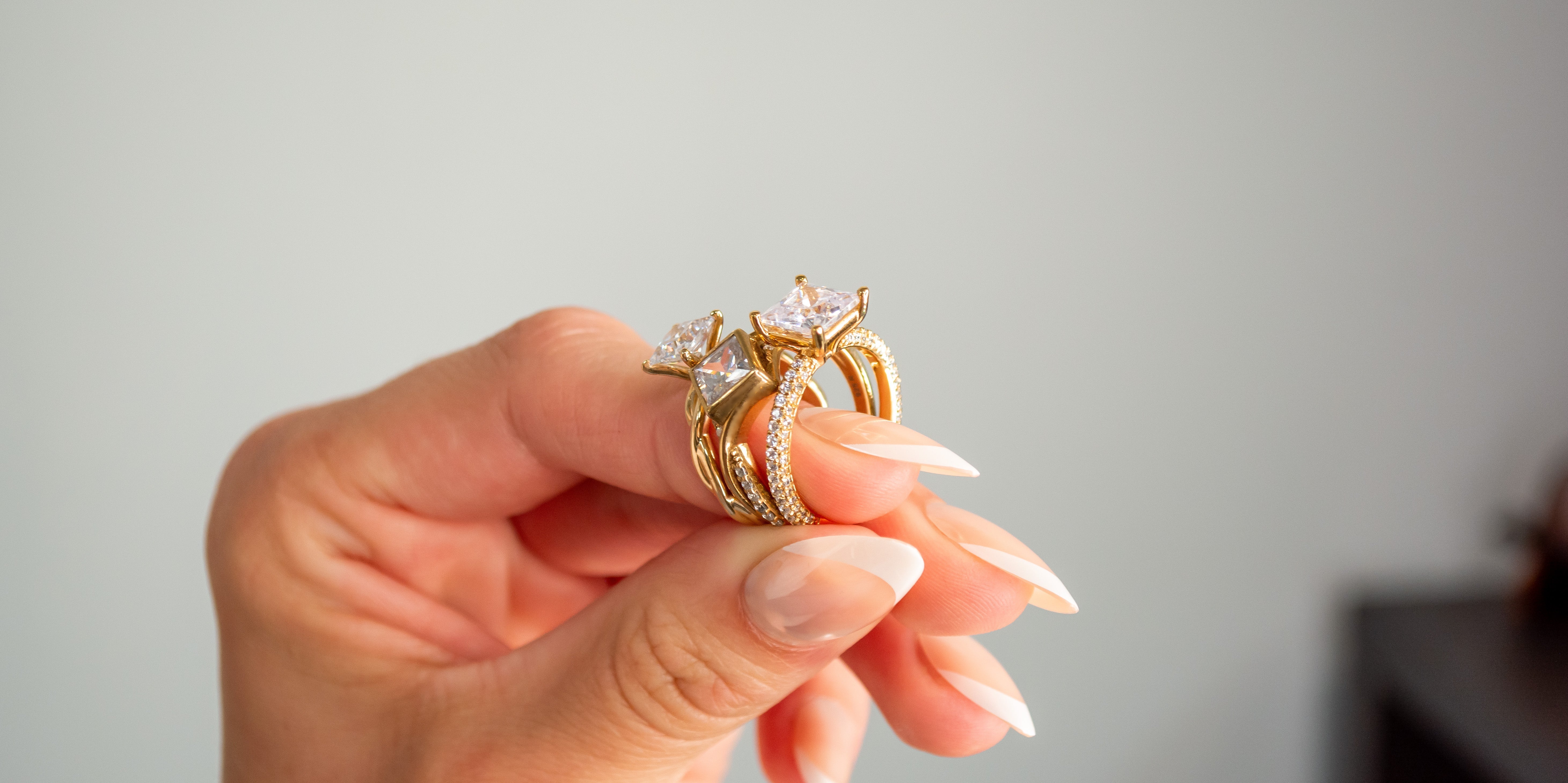 Rose Gold Heart Bridal Ring Set- Heart Promise 3 Ring Set-heart Engagement  Ring Set-valentine Gift for Her Wife Girlfriend-anniversary Gift - Etsy, image size:5843x2921