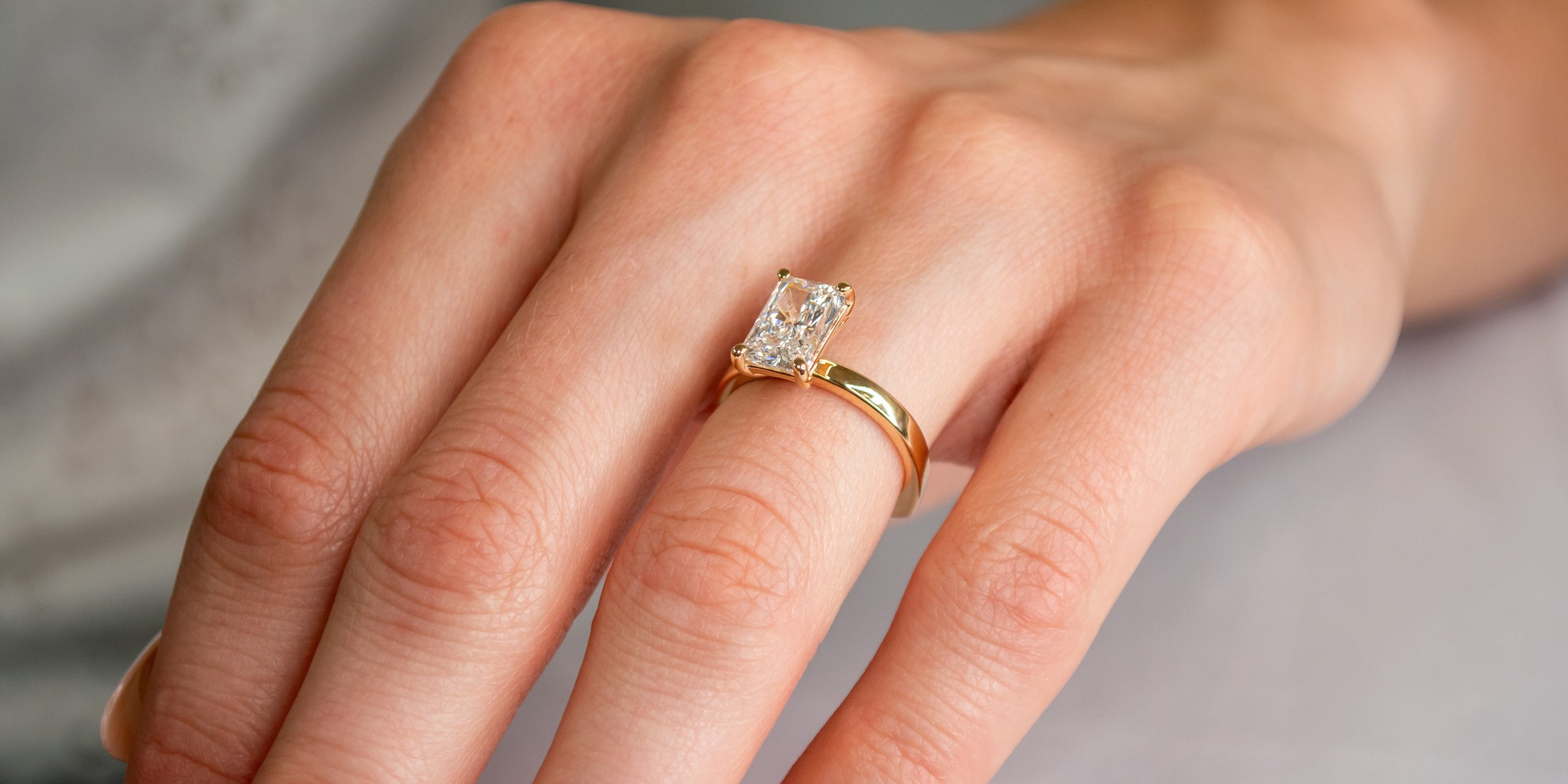 Solitaire radiant diamond engagement ring | Lisa Robin