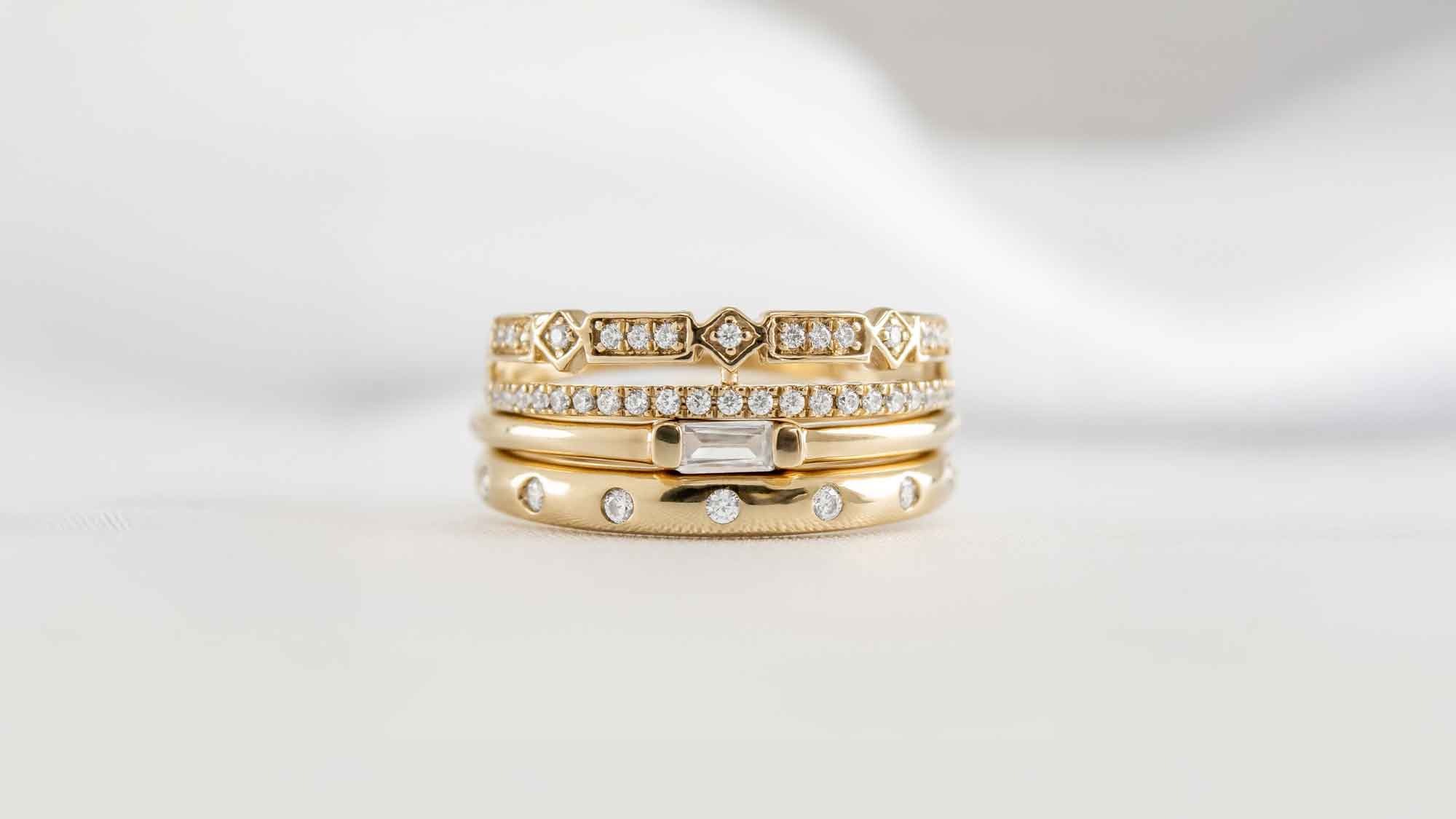 ladies dress rings gold 14K White and Yellow Gold Diamond Criss Cross Ladies Ring