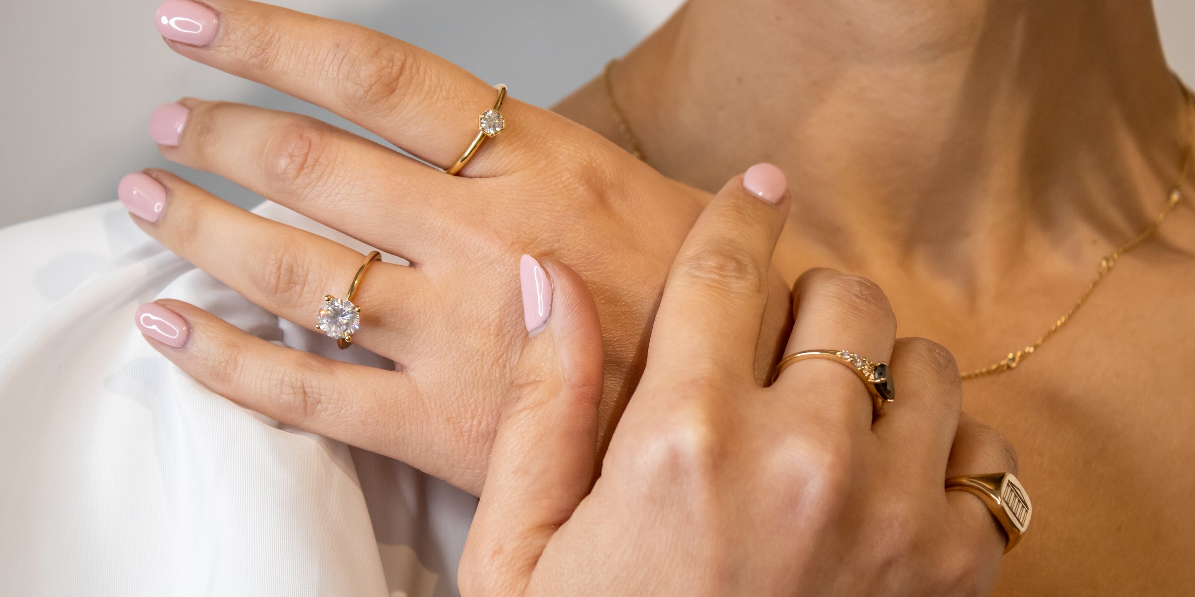 Allison Round Diamond Engagement Ring on model | Lisa Robin