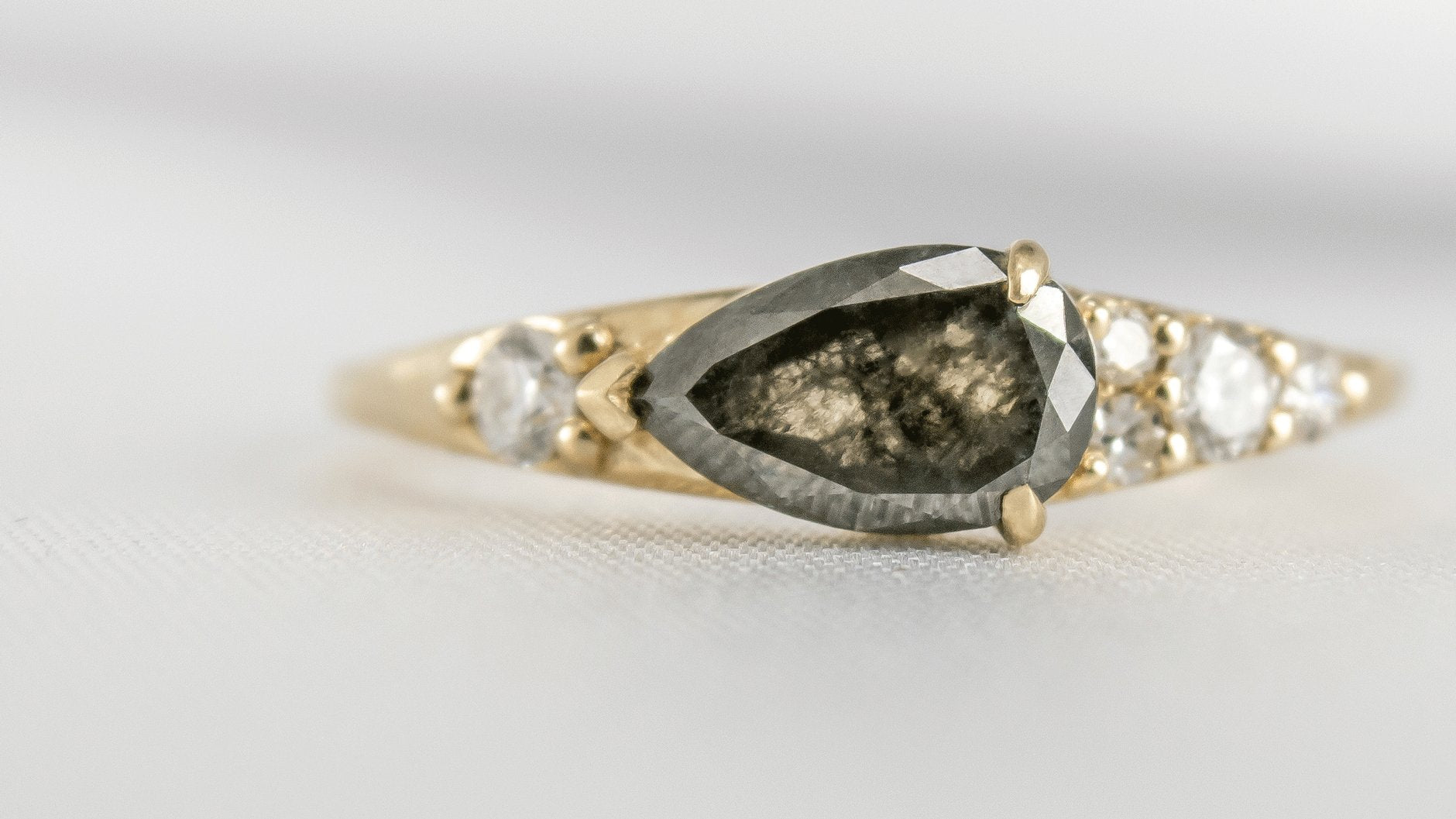 The Peyton east west salt and pepper diamond engagement ring | Lisa Robin