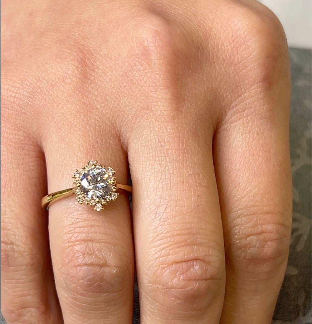Aatish Diamond Engagement Ring | Modern Halo Design