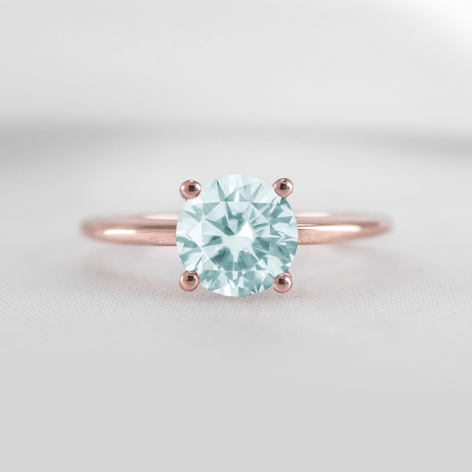 Shown in 1.0 carat Aquamarine* The Allison Round Aquamarine Engagement Ring | Lisa Robin#color_14k-rose-gold