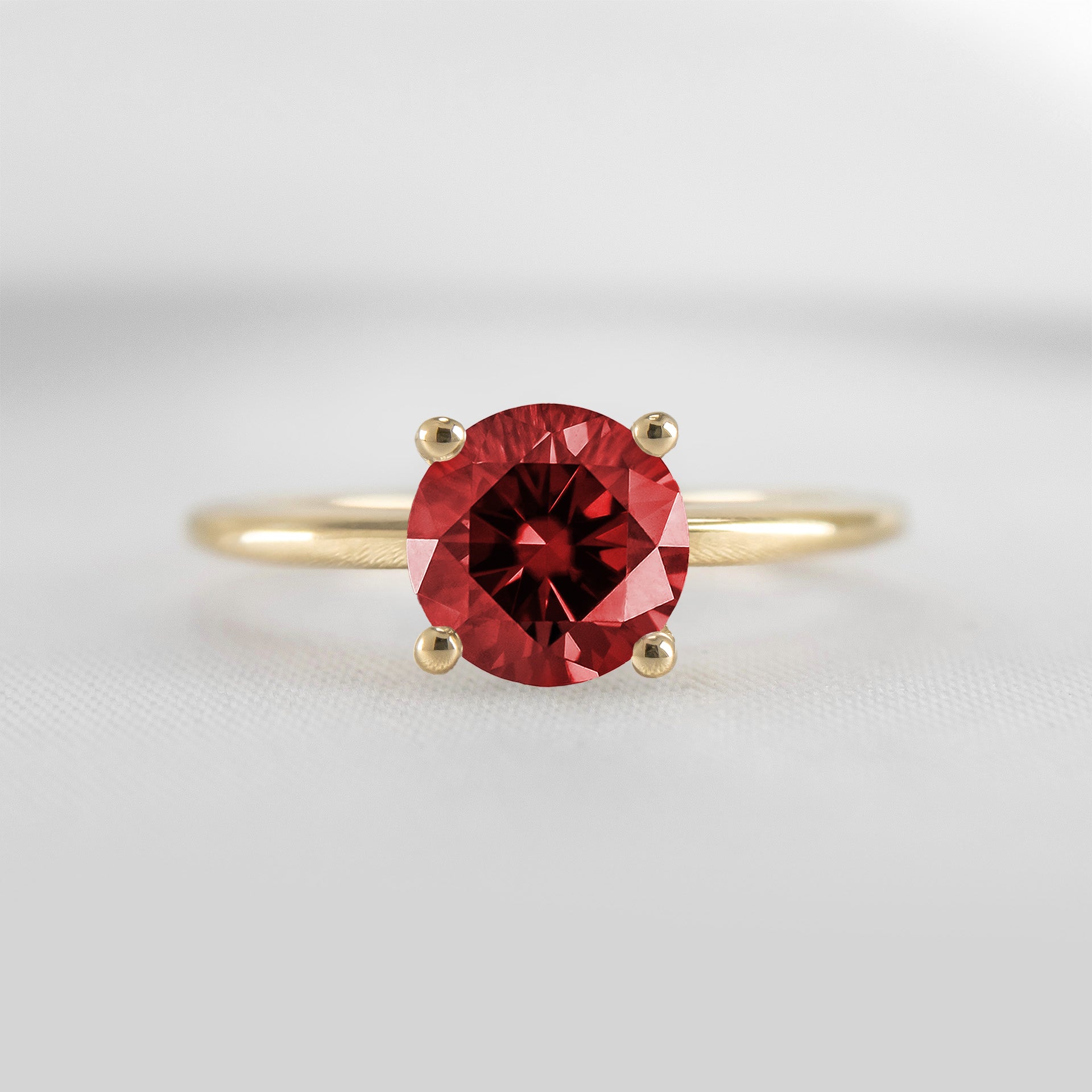 Shown in 1.0 carat Ruby* The Allison Round Ruby Engagement Ring | Lisa Robin#color_14k-yellow-gold
