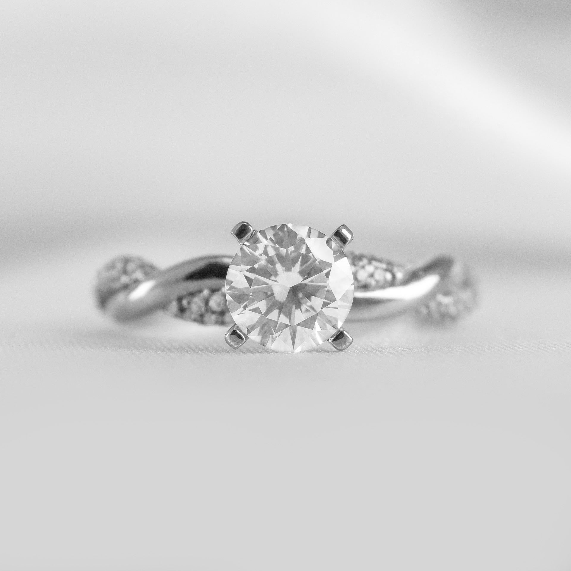 Shown in 1.0 Carat Diamond* The Amelia Diamond Twist Engagement Ring | Lisa Robin#color_platinum