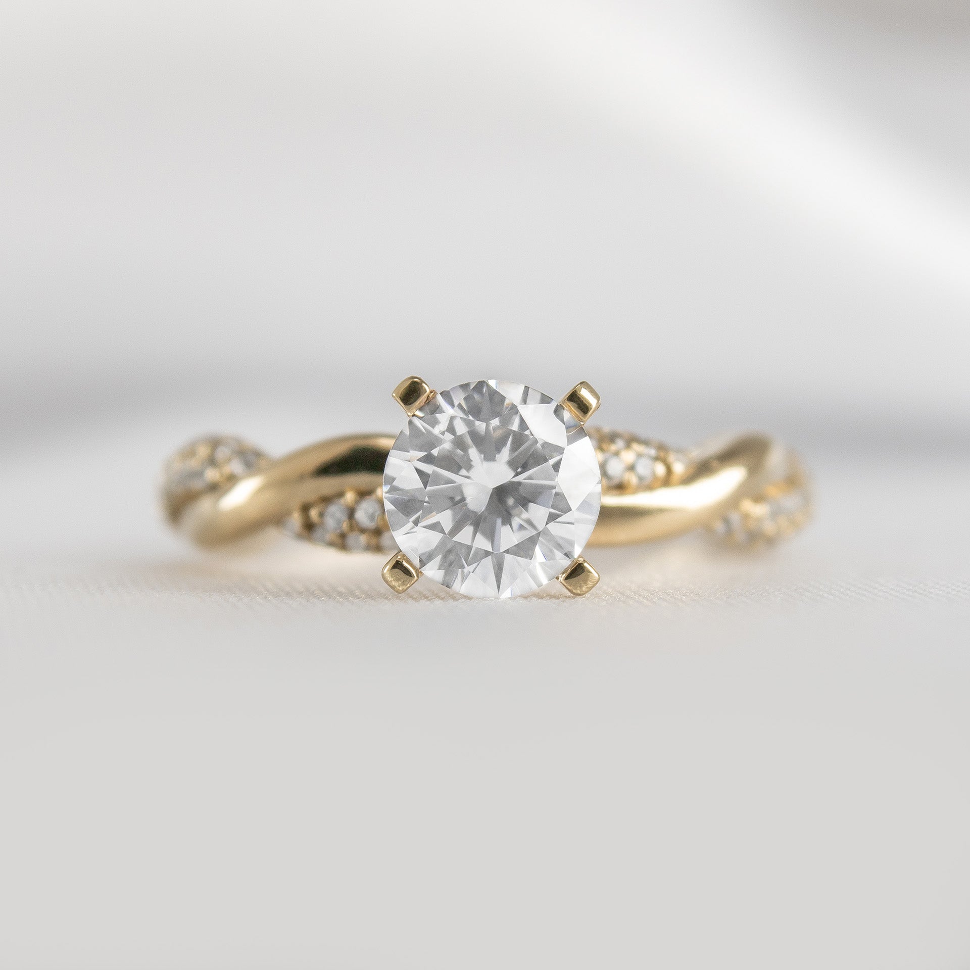 Shown in 1.0 Carat Diamond* The Amelia Diamond Twist Engagement Ring | Lisa Robin#color_14k-yellow-gold