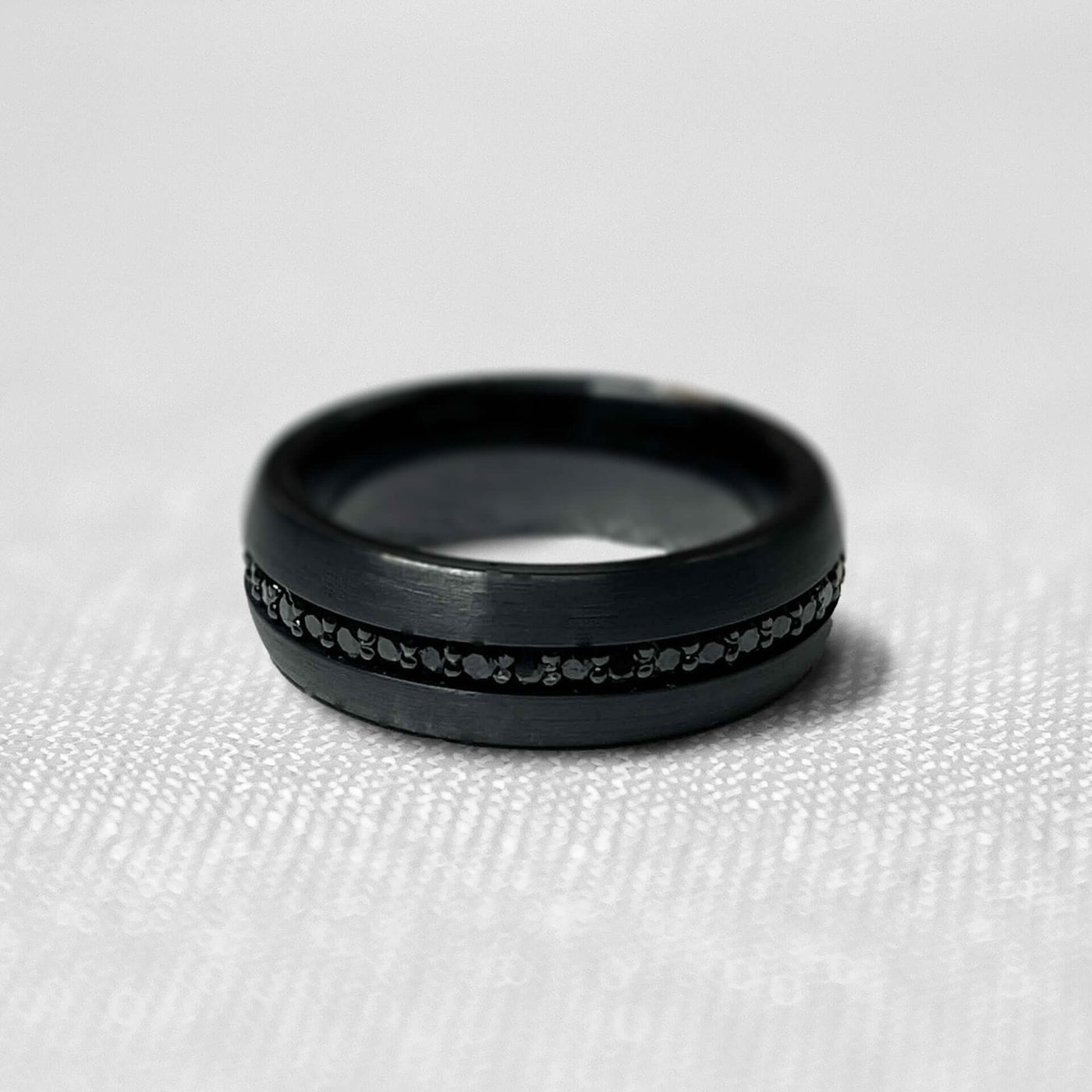 The Campbell Black Tungsten Ring With Black Sapphires | Lisa Robin