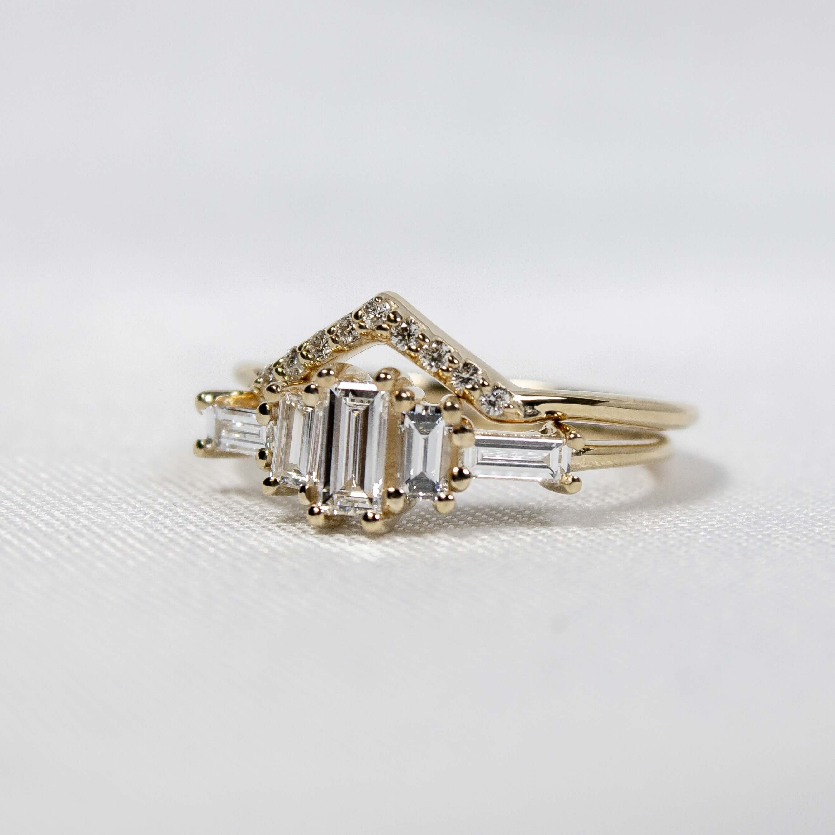 The Brooklyn Art Deco Diamond Wedding Set | Lisa Robin#color_14k-yellow-gold