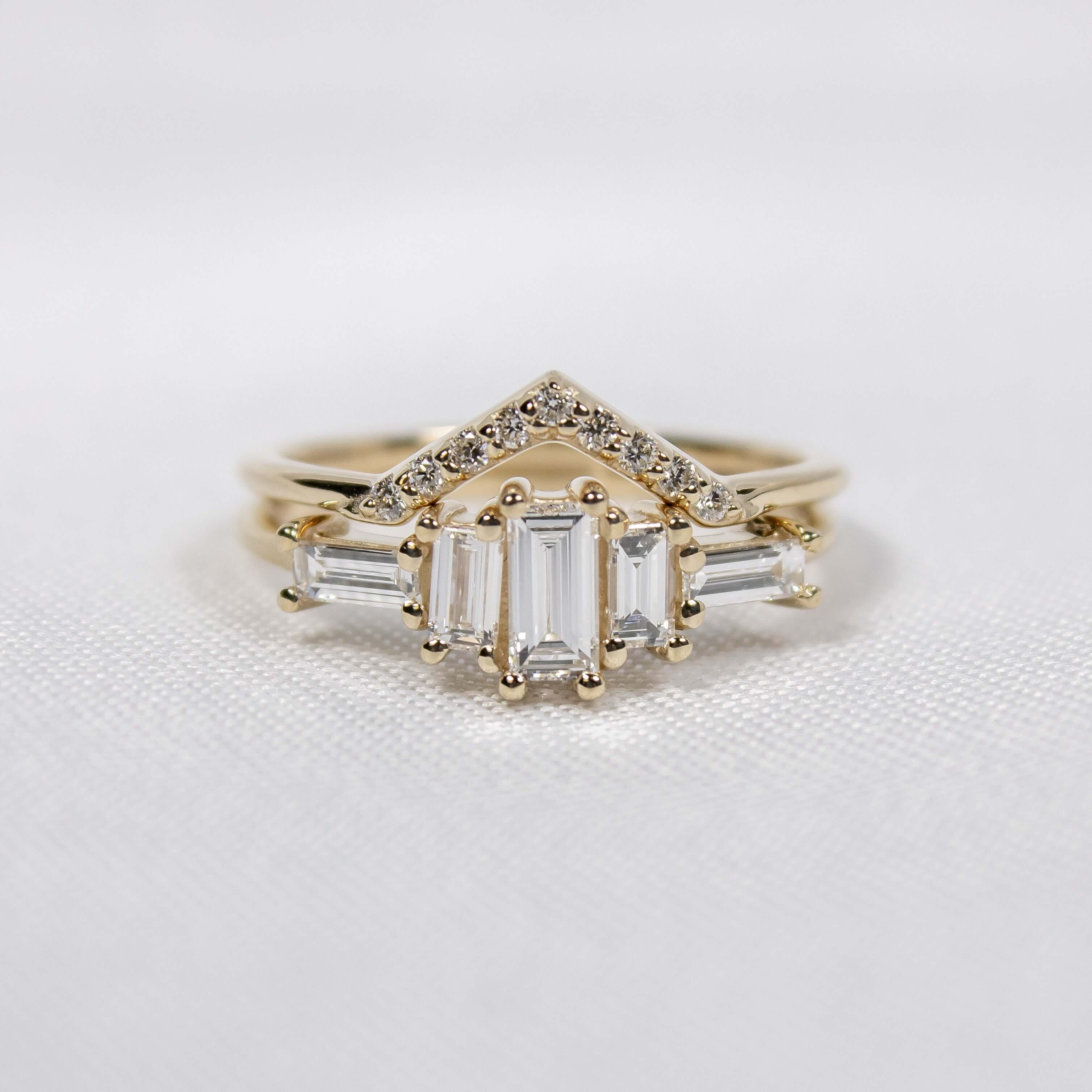 The Brooklyn Art Deco Diamond Wedding Set | Lisa Robin#color_14k-yellow-gold