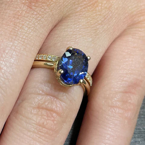 Shown in 1.0 carat*The Casey Princess Sapphire Hidden Halo Engagement Ring | Lisa Robin#color_yellow-gold