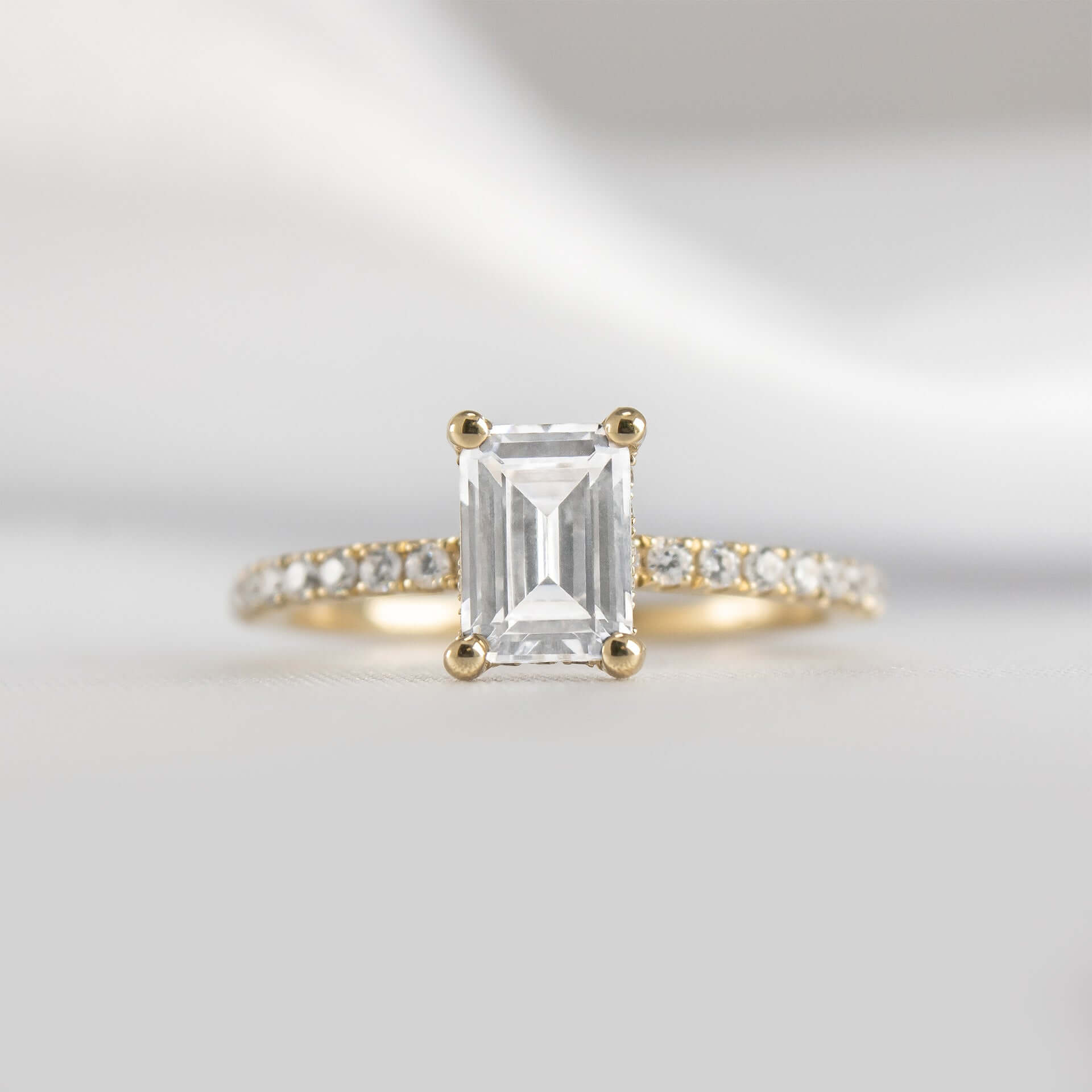 Shown in 1.5 carat * Cameron Hidden halo pave Diamond Engagement Ring | Lisa Robin#shape_emerald