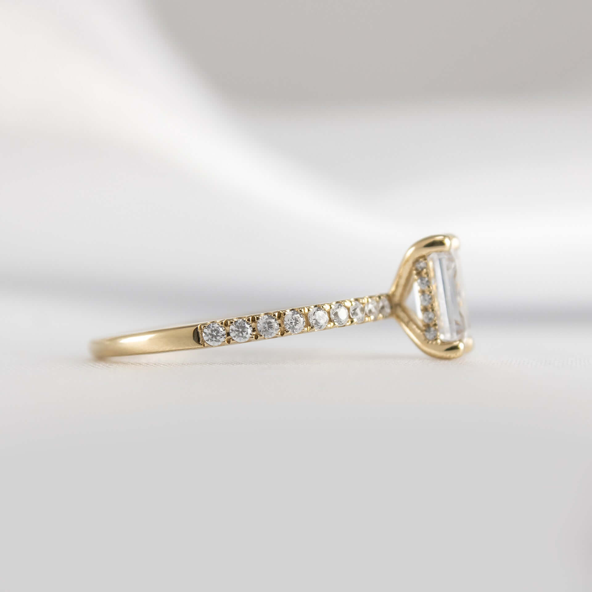Shown in 1.5 carat * Cameron Hidden halo pave Diamond Engagement Ring | Lisa Robin#shape_emerald