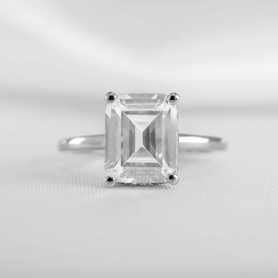 Shown in 2.0 carat * The Casey Hidden Halo Emerald Diamond Engagement Ring | Lisa Robin#color_14k-white-gold