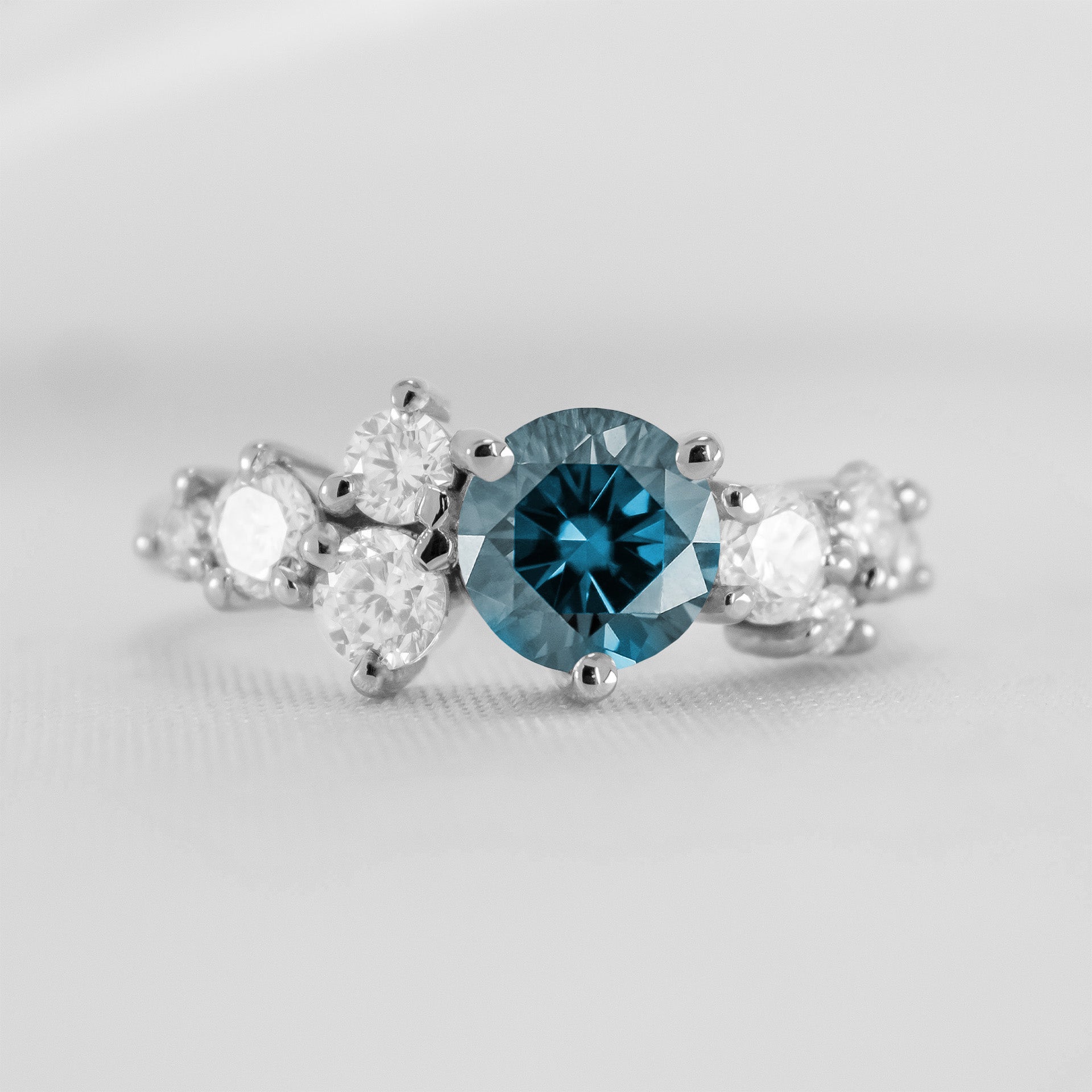 The Chloe Blue Diamond Cluster Engagement Ring | Lisa Robin#color_14k-white-gold