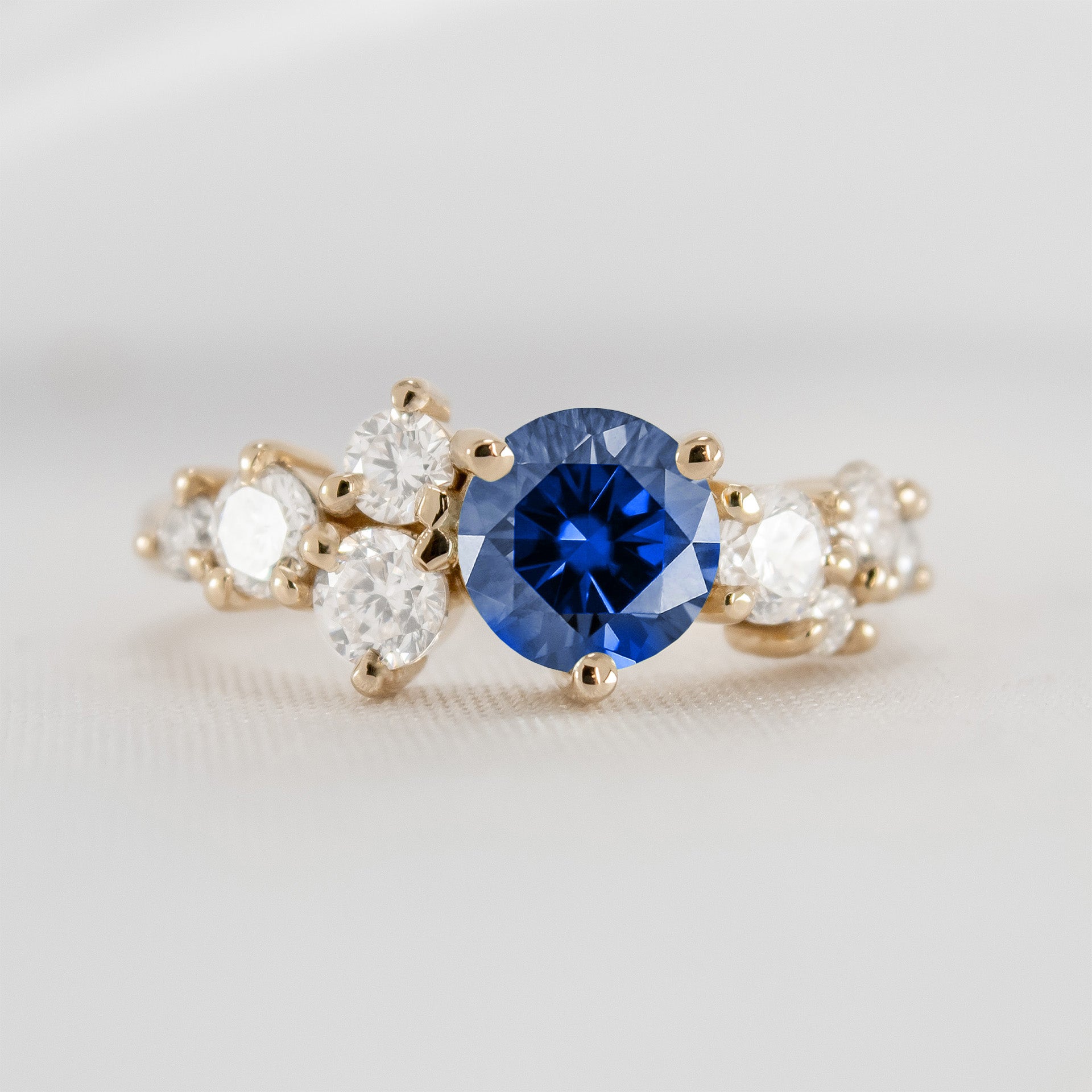 The Chloe Sapphire and Diamond Cluster Engagement Ring | Lisa Robin#color_yellow-gold