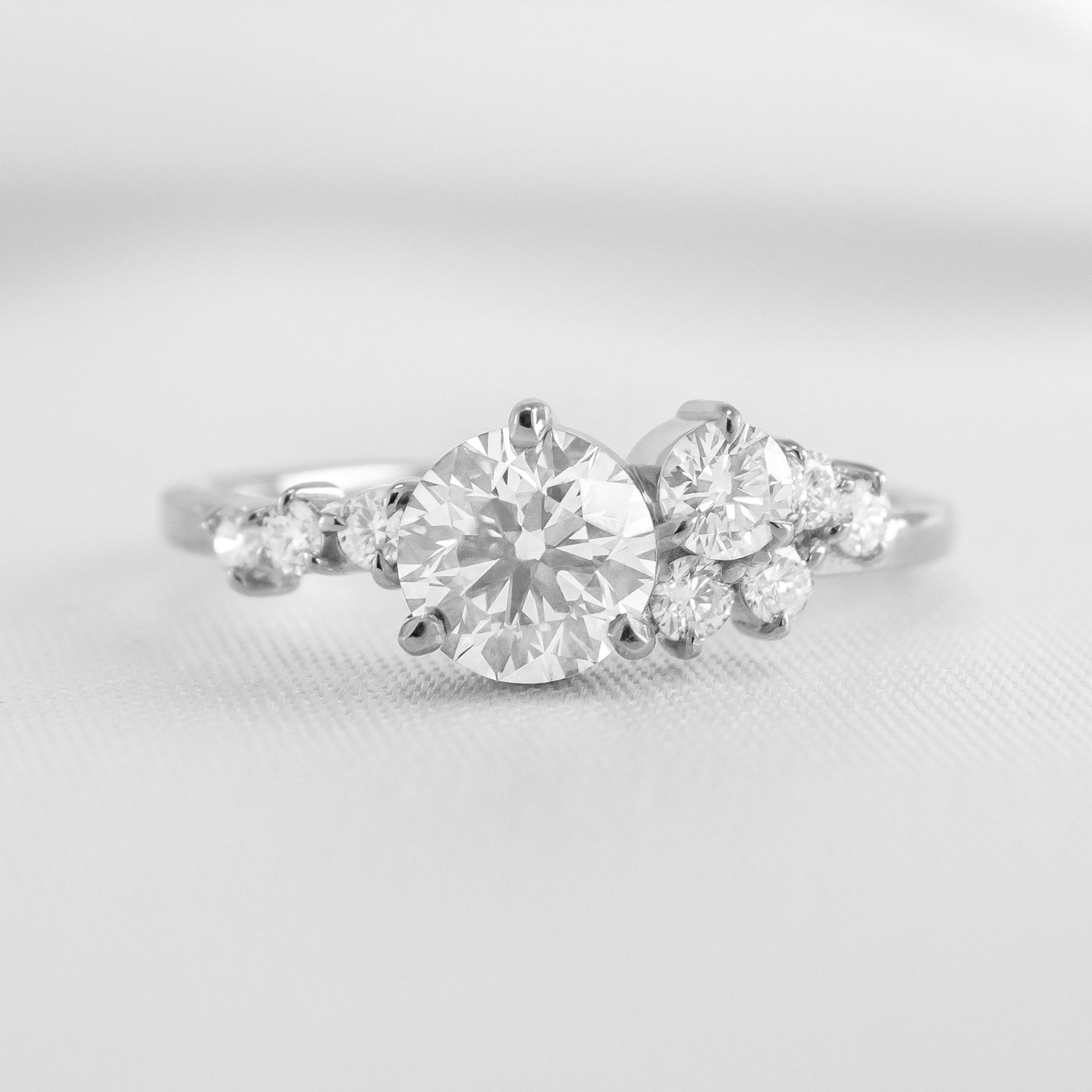 Shown in 1.0 Carat * The Chloe Diamond Cluster Engagement Ring | Lisa Robin#color_14k-white-gold