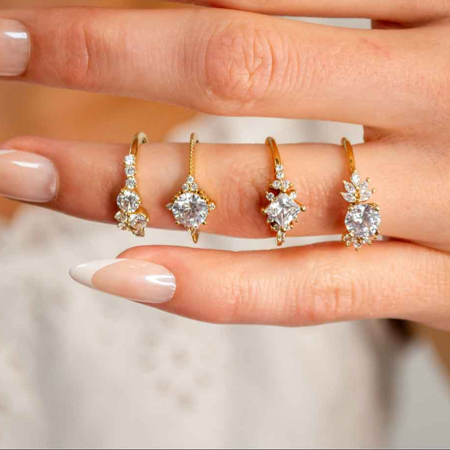 Cluster diamond engagement rings styles displayed on model | Lisa Robin