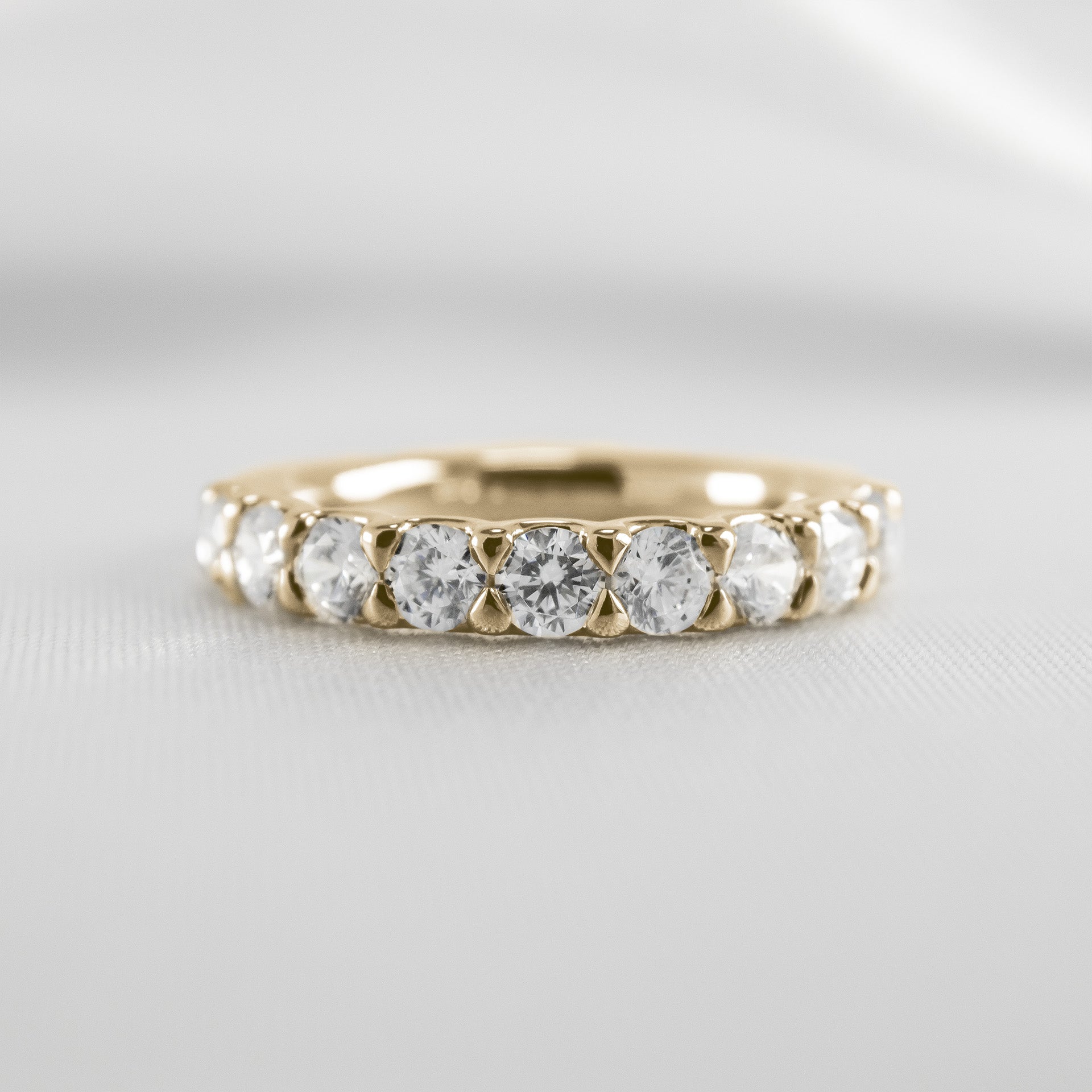 Shown in 1 carat total weight * Drew half eternity round diamond wedding ring | Lisa Robin#color_14k-yellow-gold