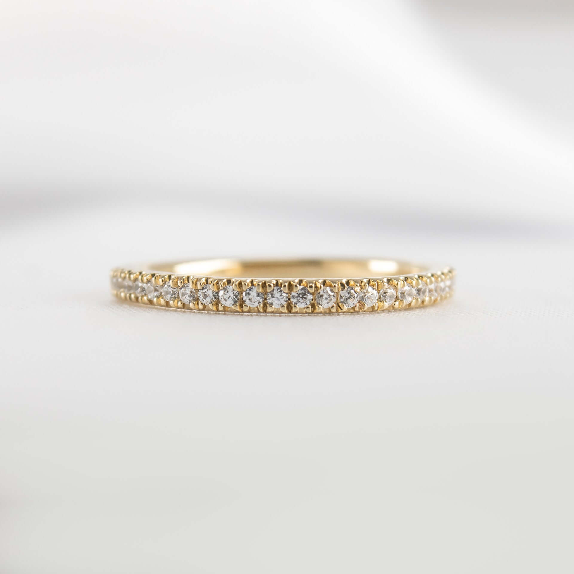 The Ellen Pavé lab Diamond 14K yellow gold Wedding band front view by Lisa Robin#color_14k-yellow-gold