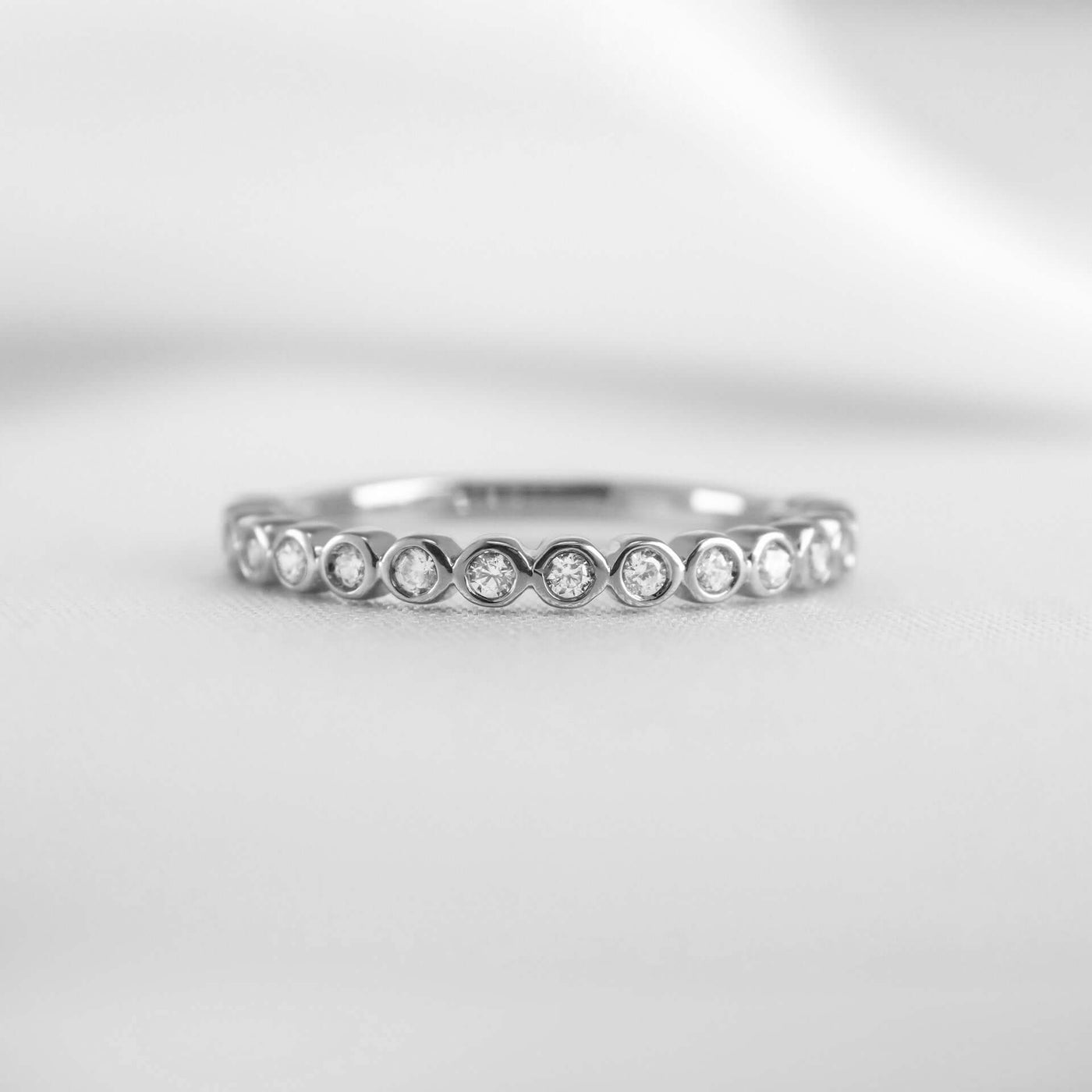 The Frankie Bezeled Diamond Wedding Ring | Lisa Robin#color_10k-white-gold