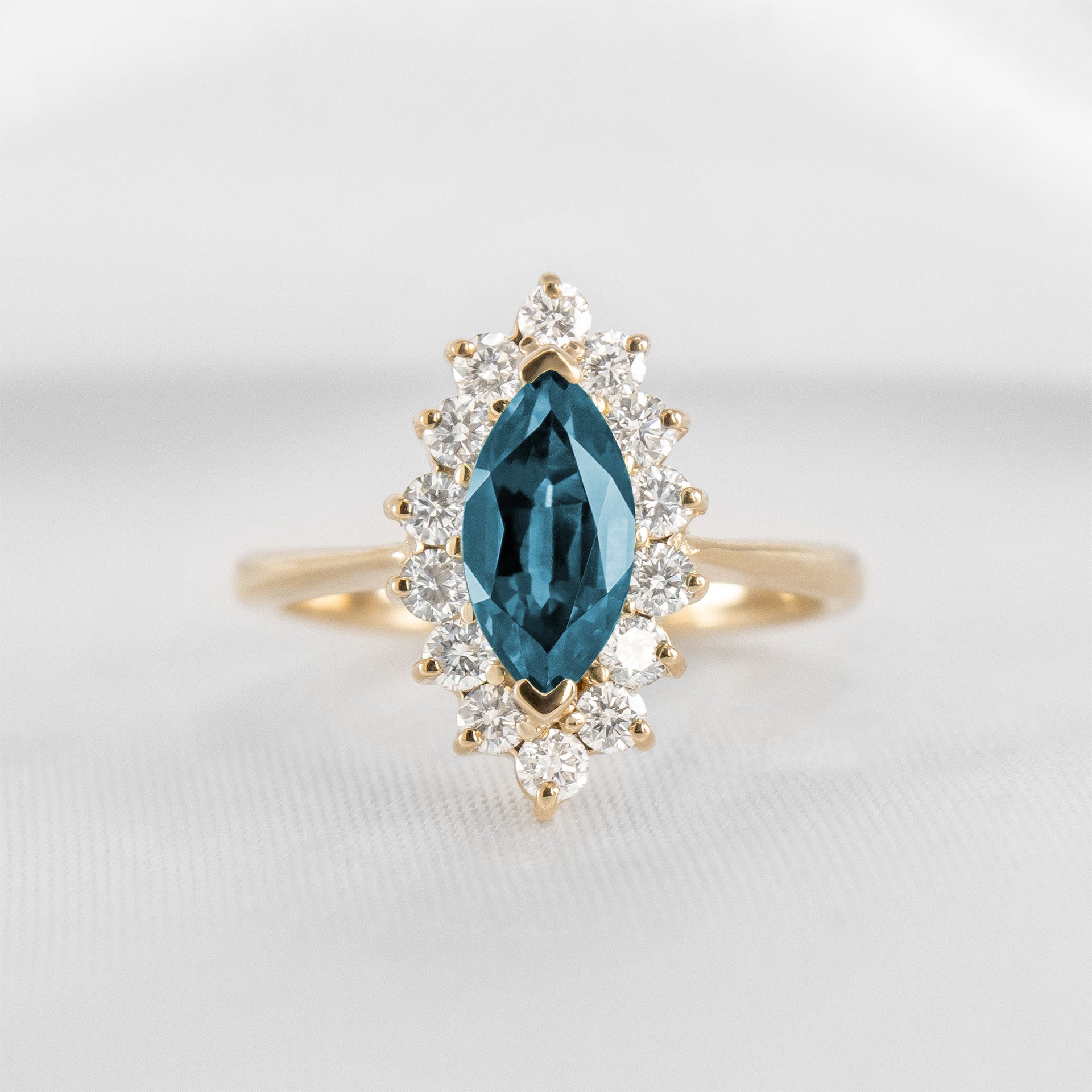 Shown in 1.0 carat Blue Diamond* The Hadley Marquise Blue Diamond Engagement Ring | Lisa Robin#color_14k-yellow-gold
