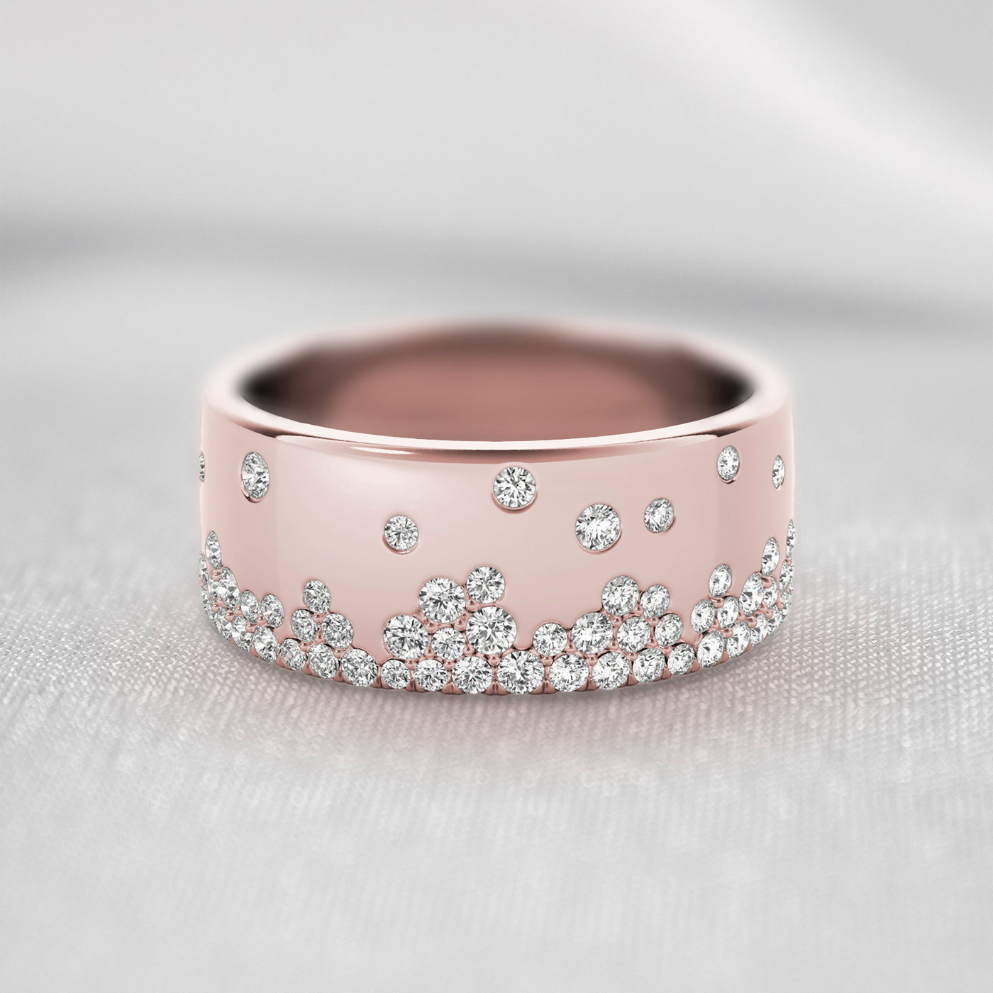 The Jordan Wide Scatter Diamond Ring | Lisa Robin#color_18k-rose-gold