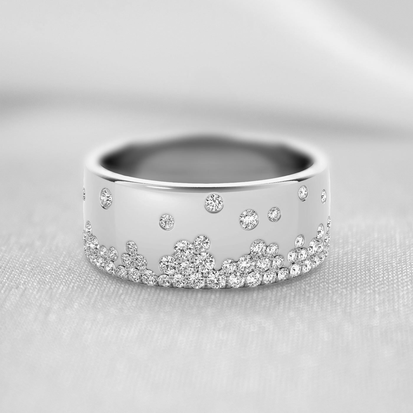 The Jordan Wide Scatter Diamond Ring | Lisa Robin#color_18k-white-gold