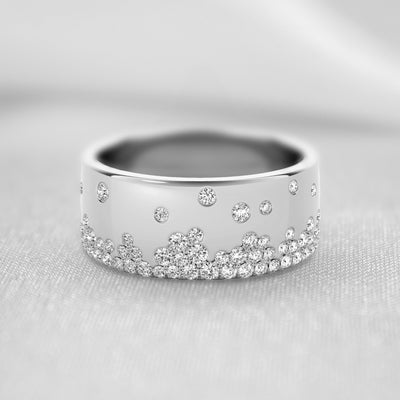 The Jordan Wide Scatter Diamond Ring | Lisa Robin#color_platinum