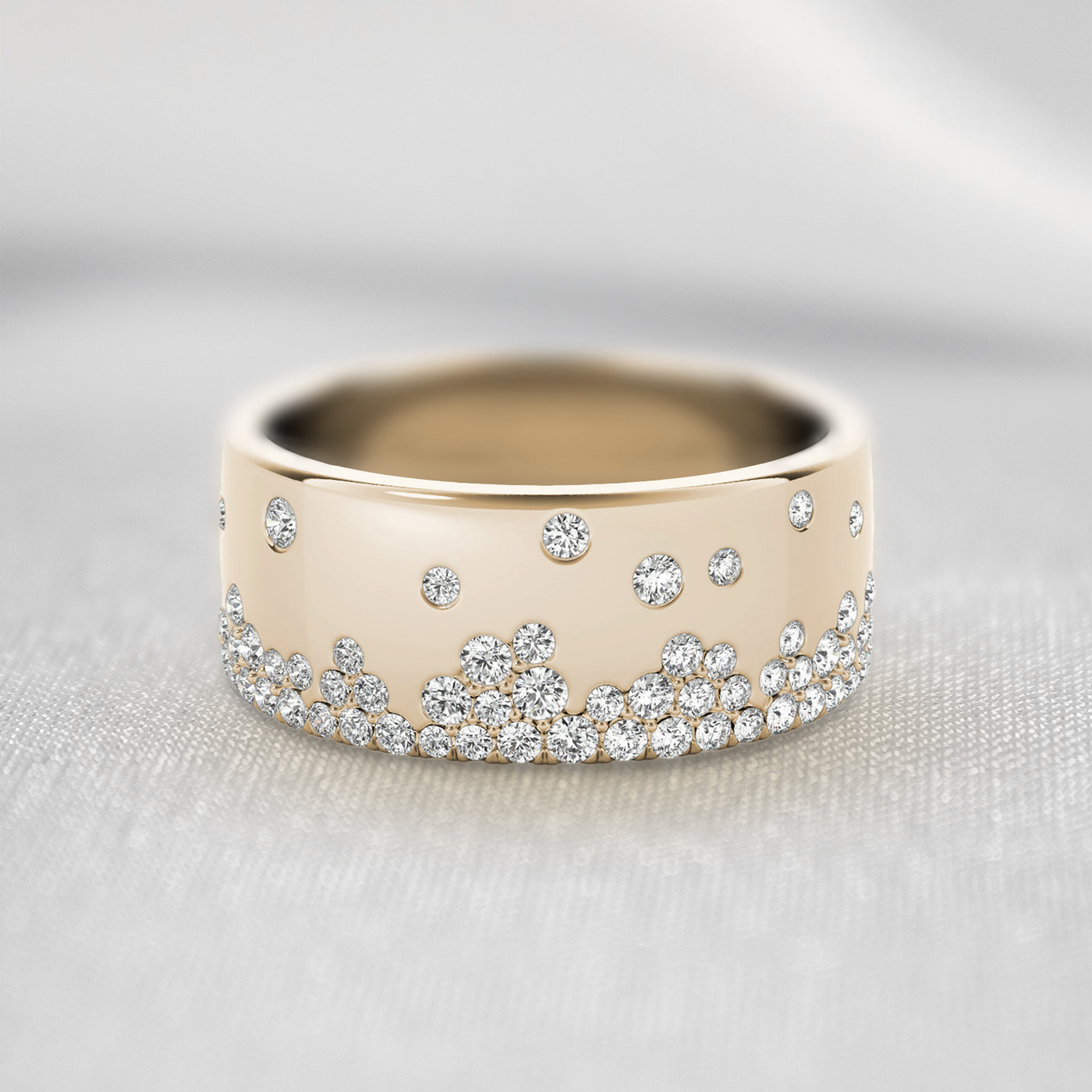 The Jordan Wide Scatter Diamond Ring | Lisa Robin#color_18k-yellow-gold