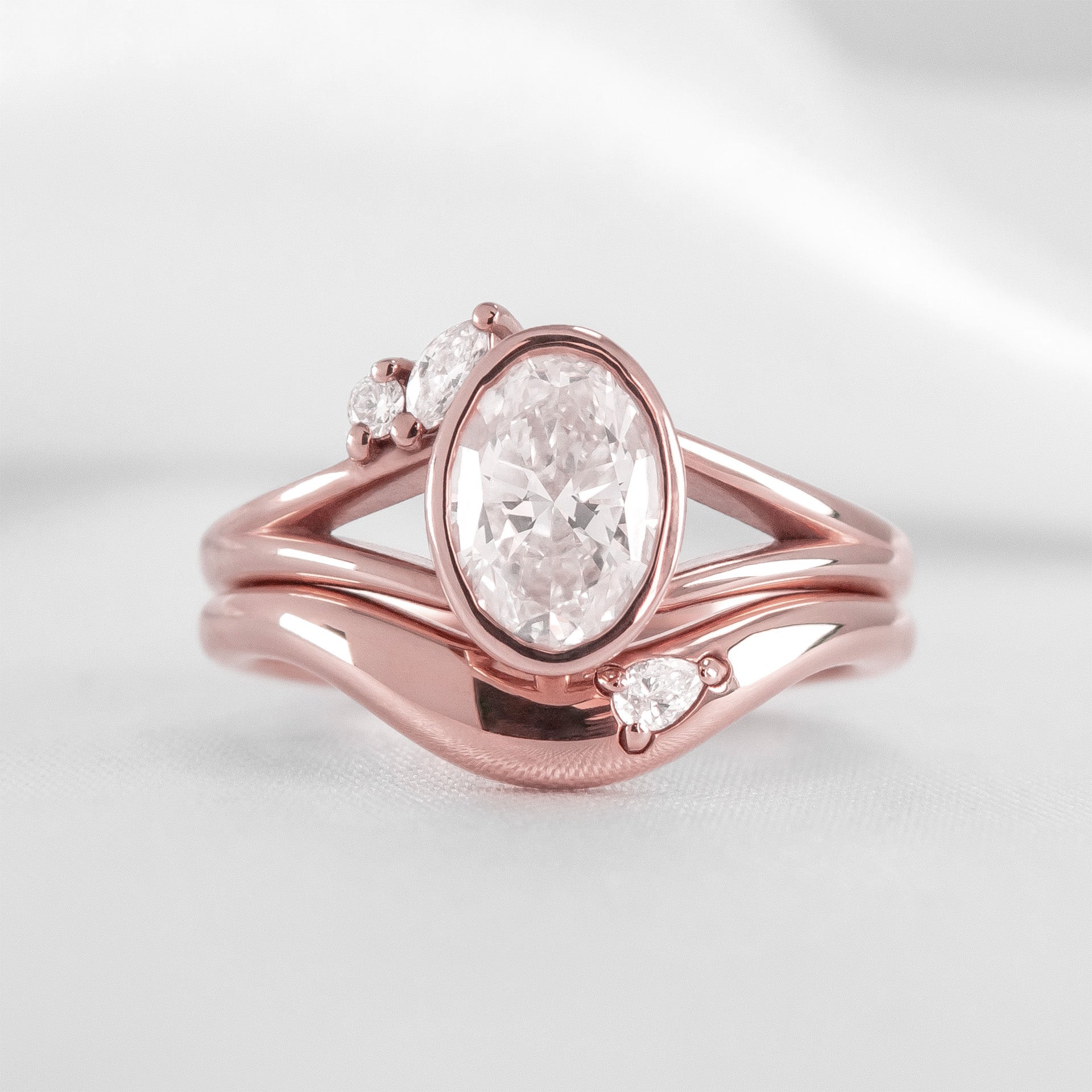 Kiran Curved Diamond Band with Sculptural Domed Dip