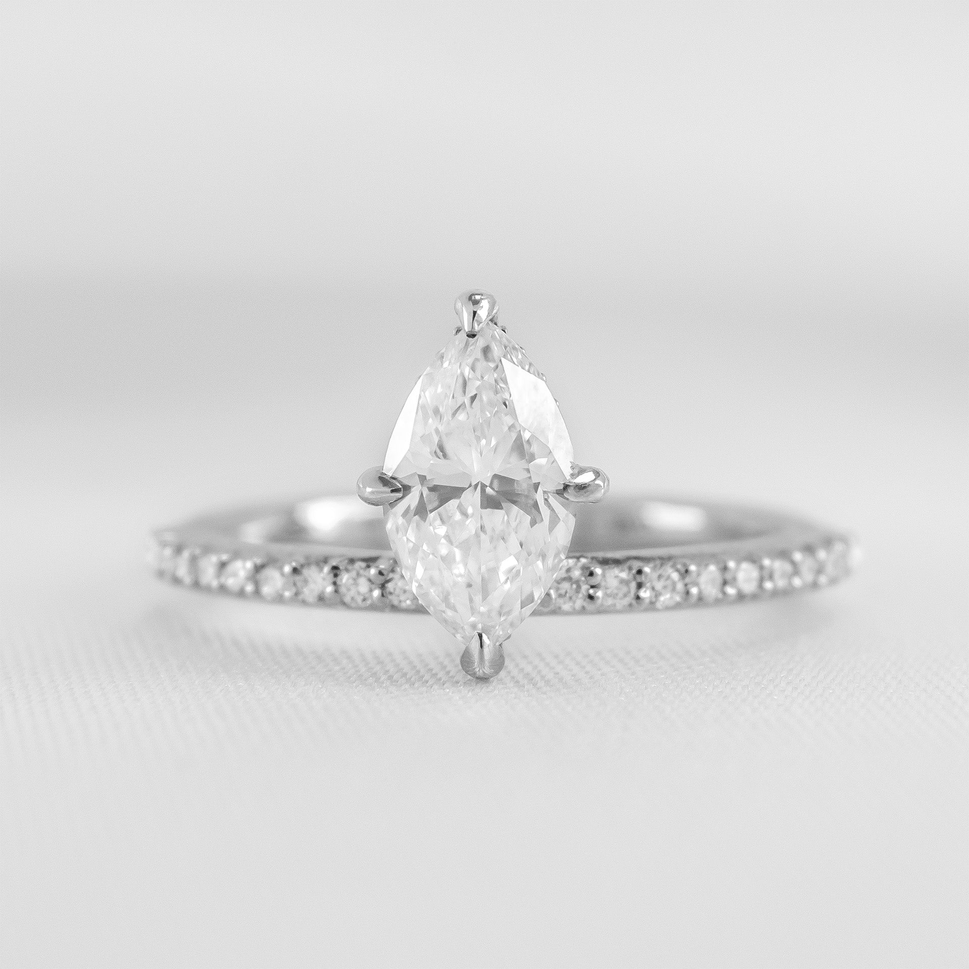 Shown in 1.5 Carat Diamond* The Kingsley Marquise Diamond Engagement Ring | Lisa Robin#color_14k-white-gold