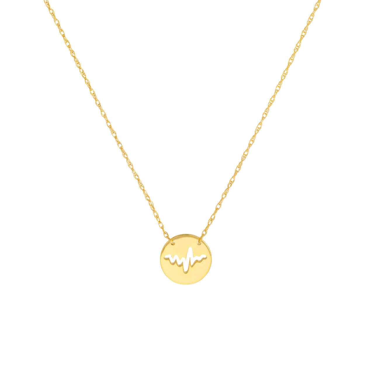 Gold Disc Cut Out ECG Heartbeat Necklace Lisa Robin