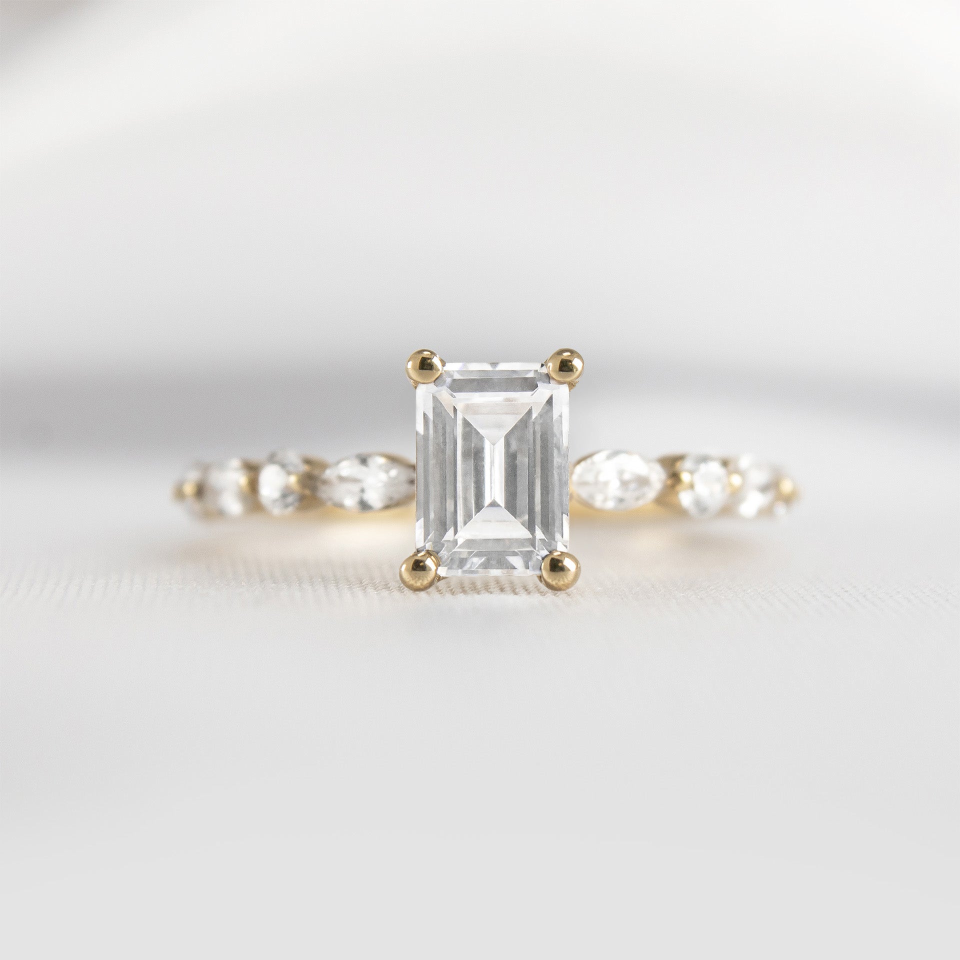Shown in 1.0 Carat Diamond* The Marley Side Stone Diamond Engagement Ring | Lisa Robin#color_14k-yellow-gold