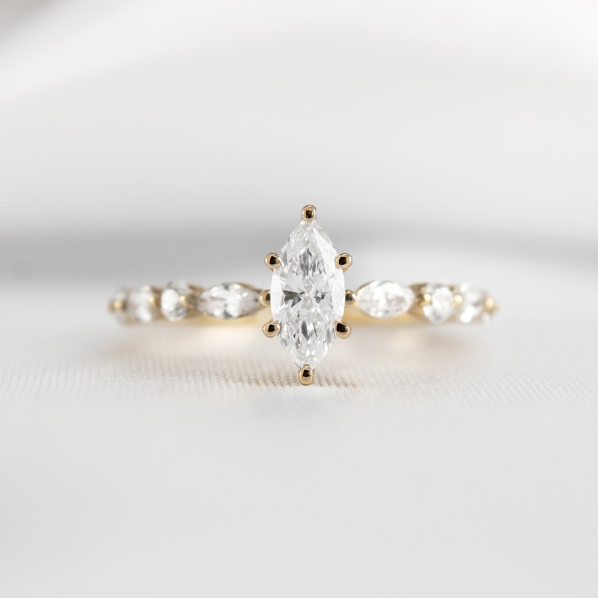 Shown in 1.0 Carat Diamond* The Marley Side Stone Diamond Engagement Ring | Lisa Robin#color_14k-yellow-gold