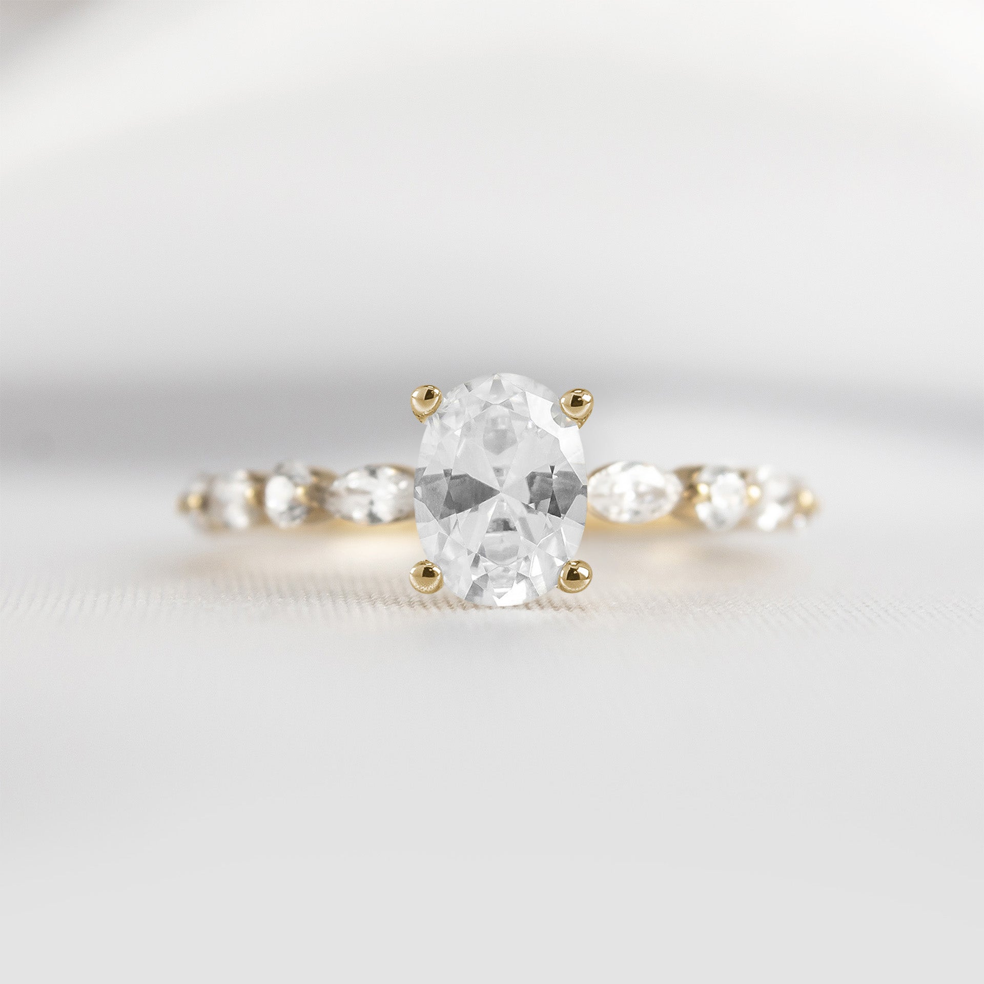 Shown in 1.0 Carat Diamond* The Marley Side Stone Diamond Engagement Ring | Lisa Robin#color_14k-yellow-gold
