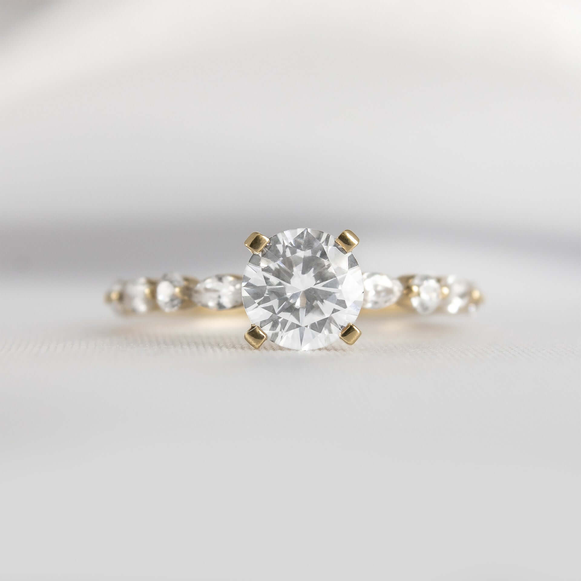 Shown in 1.0 Carat Diamond* The Marley Side Stone Diamond Engagement Ring | Lisa Robin#color_14k-yellow-gold