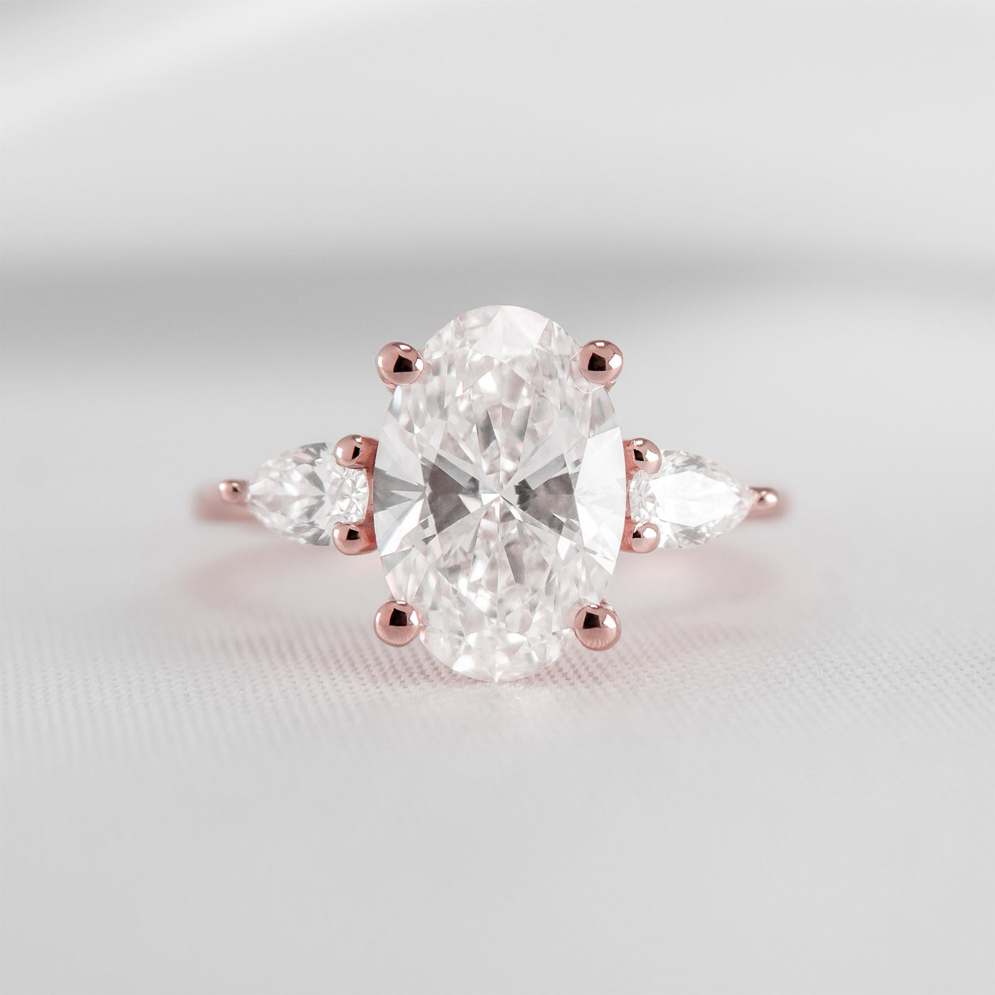Shown in 2.6 carat * The Melayna Three Stone Engagement Ring | Lisa Robin#color_14k-rose-gold