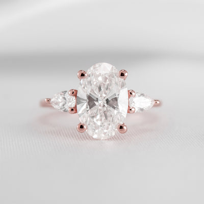 Shown in 2.6 carat * The Melayna Three Stone Engagement Ring | Lisa Robin#color_14k-rose-gold