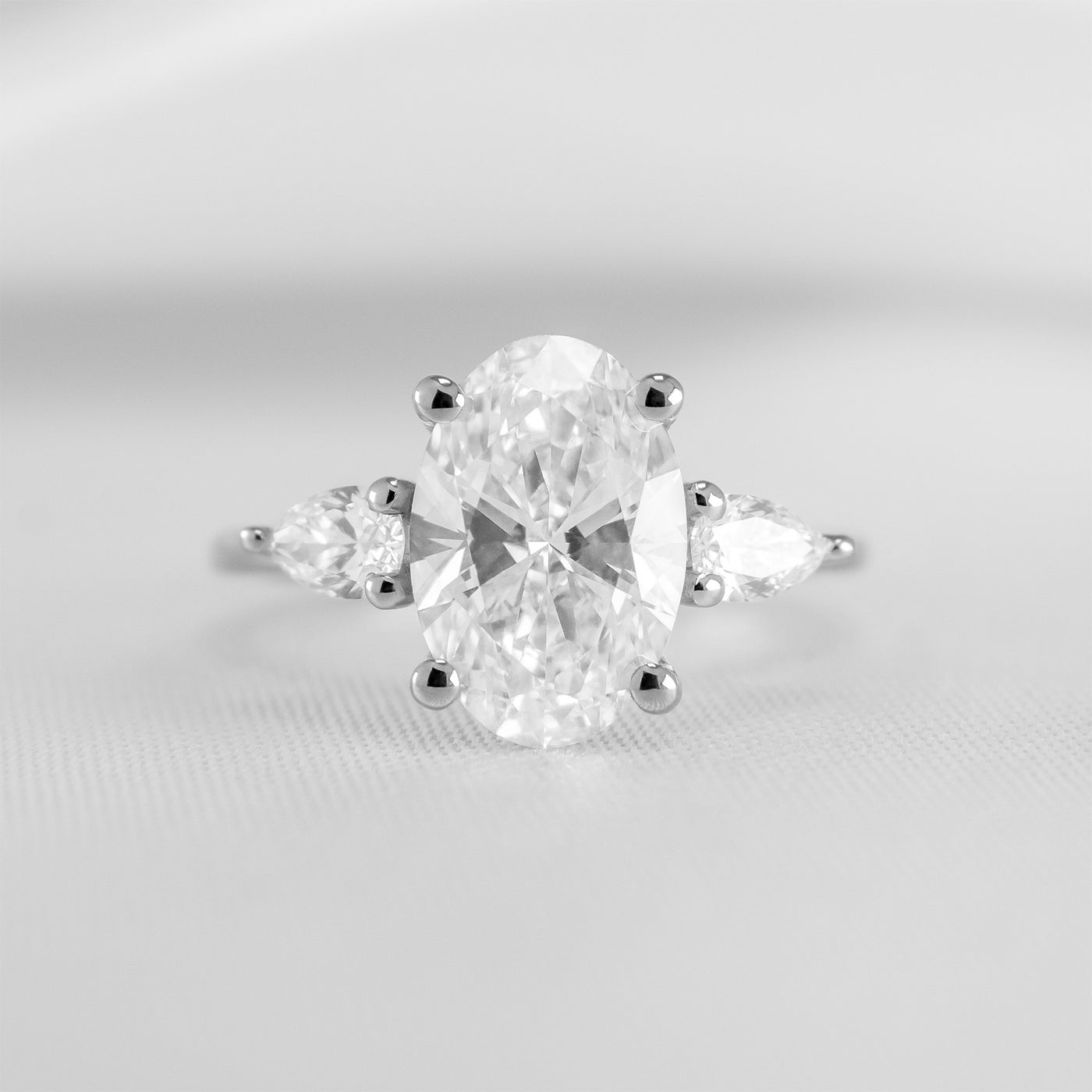 Shown in 2.6 carat * The Melayna Three Stone Engagement Ring | Lisa Robin#color_14k-white-gold