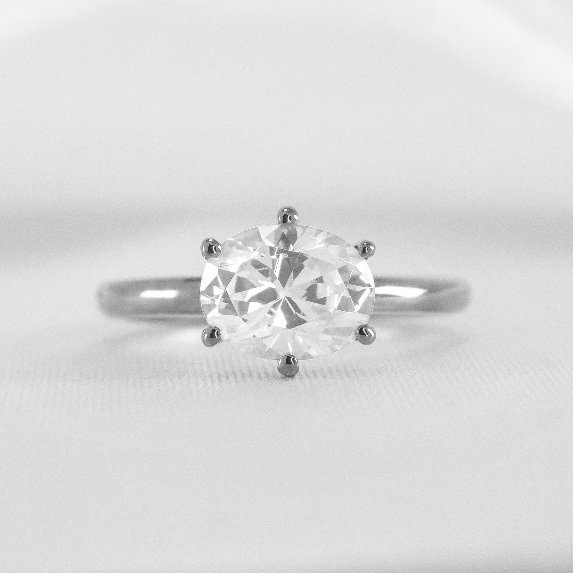 Shown in 1.5 Carat * The Mia East West Diamond Solitaire Engagement Ring | Lisa Robin#color_platinum