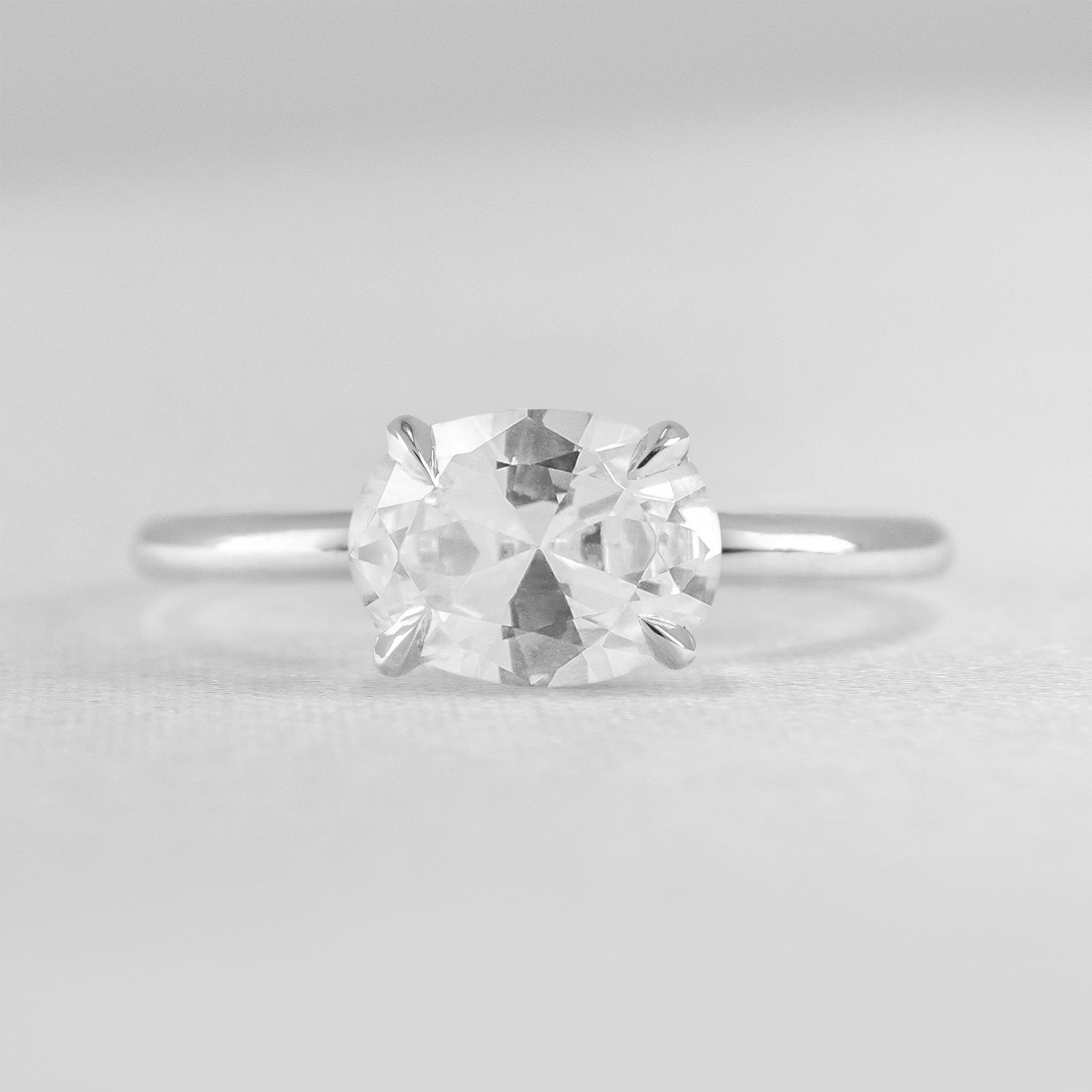 Shown in 1.6 Carat * The Mia East West Diamond Solitaire Engagement Ring | Lisa Robin#color_14k-white-gold