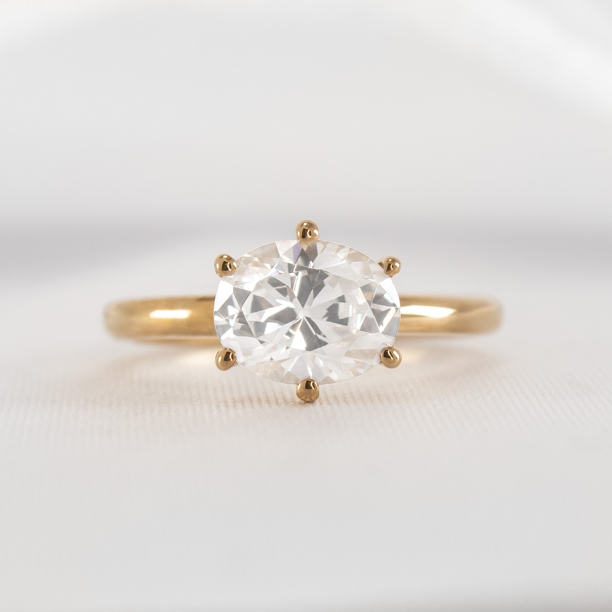 Shown in 1.5 Carat * The Mia East West Diamond Solitaire Engagement Ring | Lisa Robin#color_14k-yellow-gold