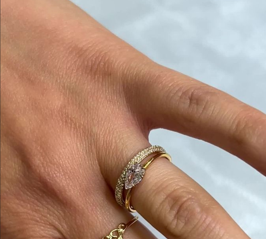 The Alex Three Row Diamond Pave Wedding Ring