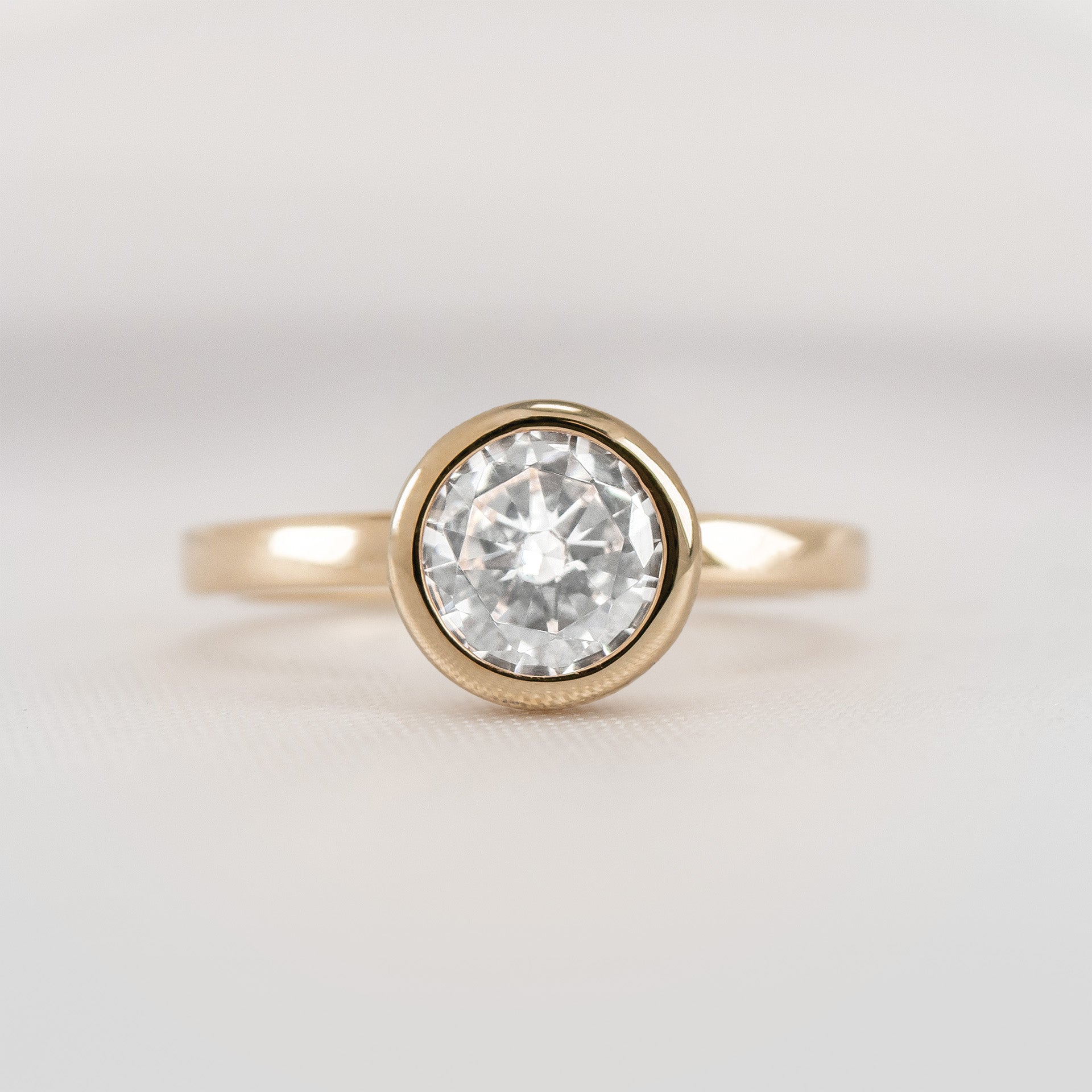 Shown in 1.0 carat * The Morgan Bezeled Diamond Engagement Ring Round Diamond | Lisa Robin#color_14k-yellow-gold