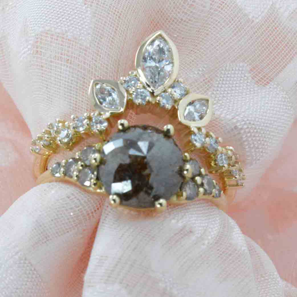 The Parker Opaque Chocolate and Champagne Diamond Ring