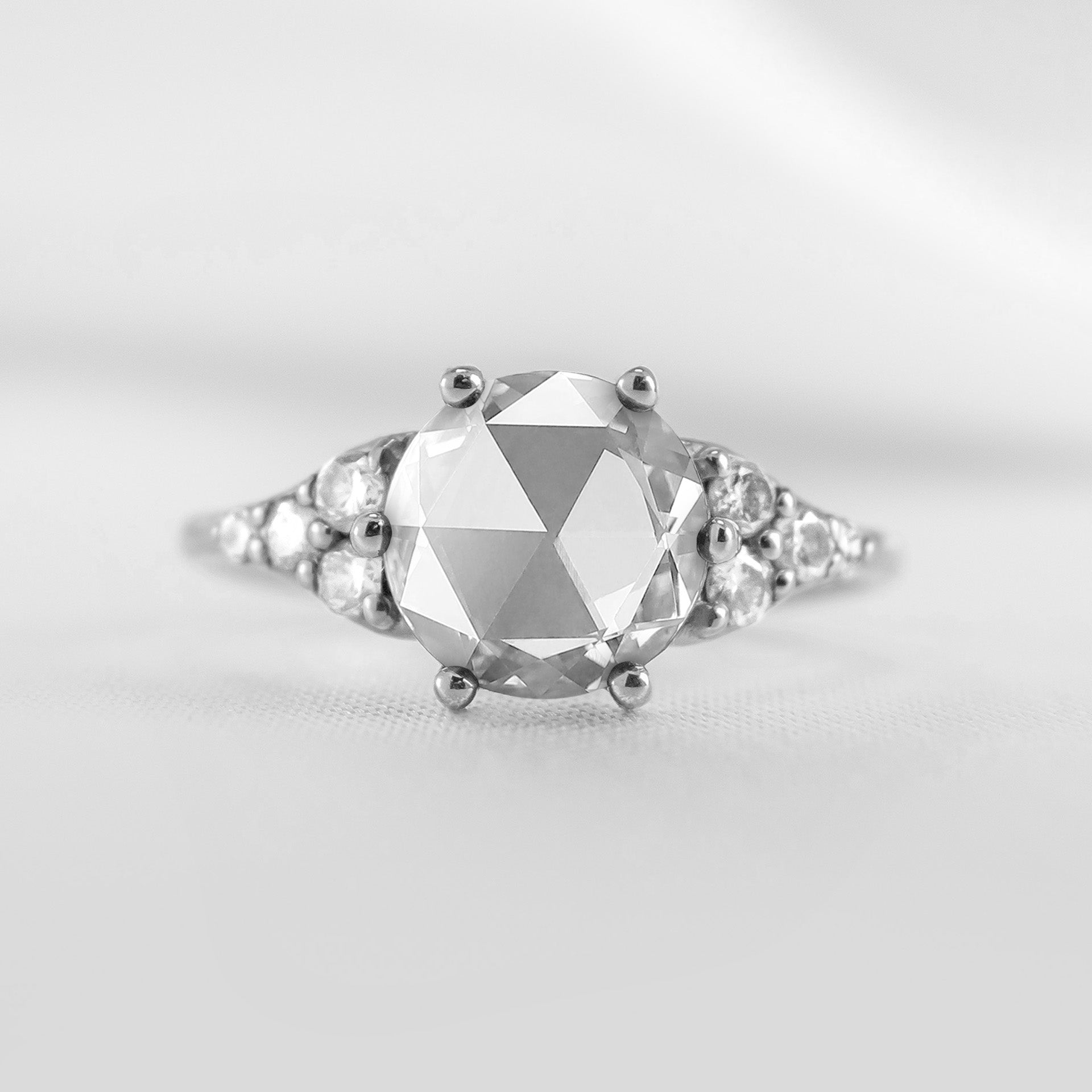 Shown in 1.35 carat Diamond* The Parker Rose Cut Diamond Ring | Lisa Robin#color_platinum