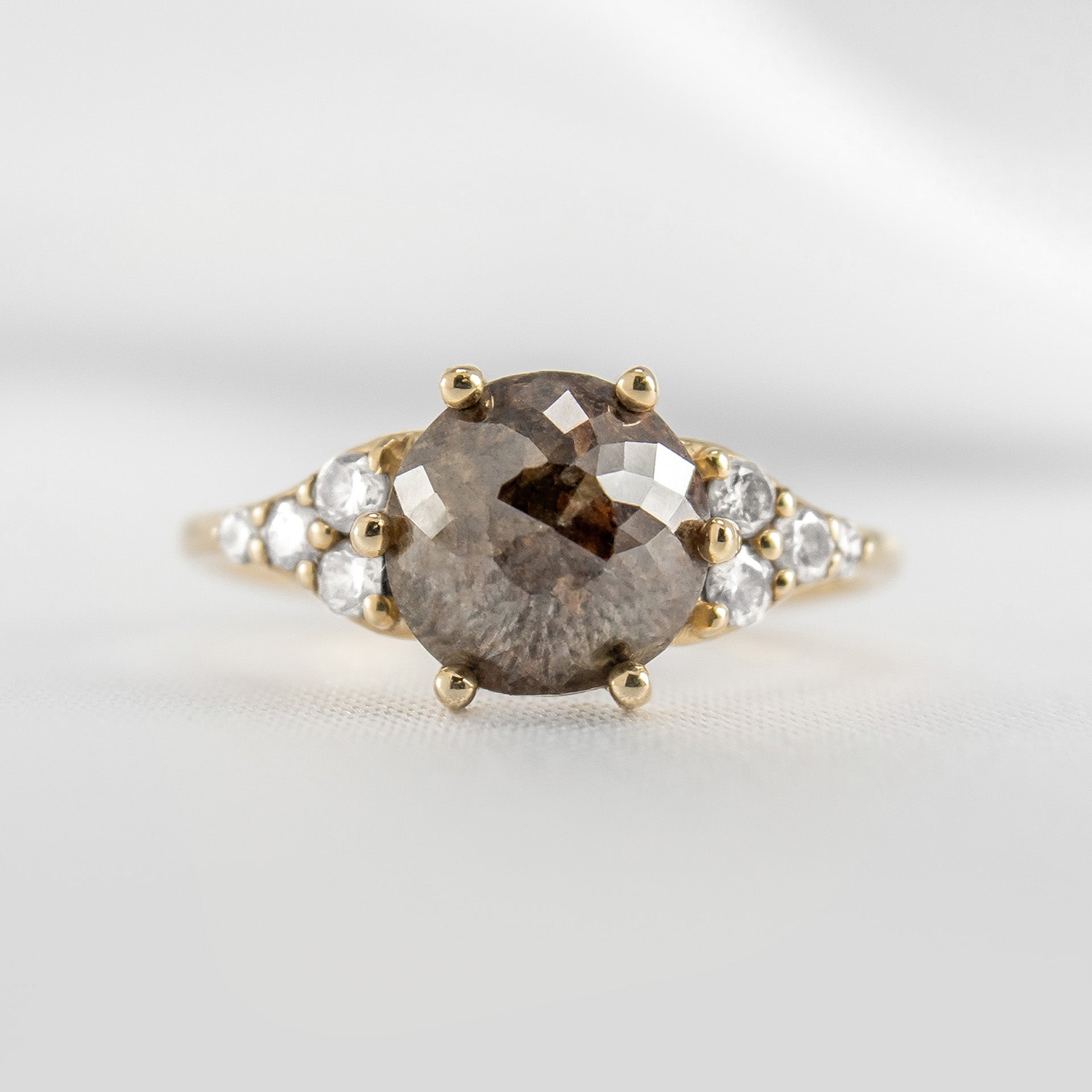 The Parker Rustic Diamond Cluster Ring  | Lia Robin#color_14k-yellow-gold