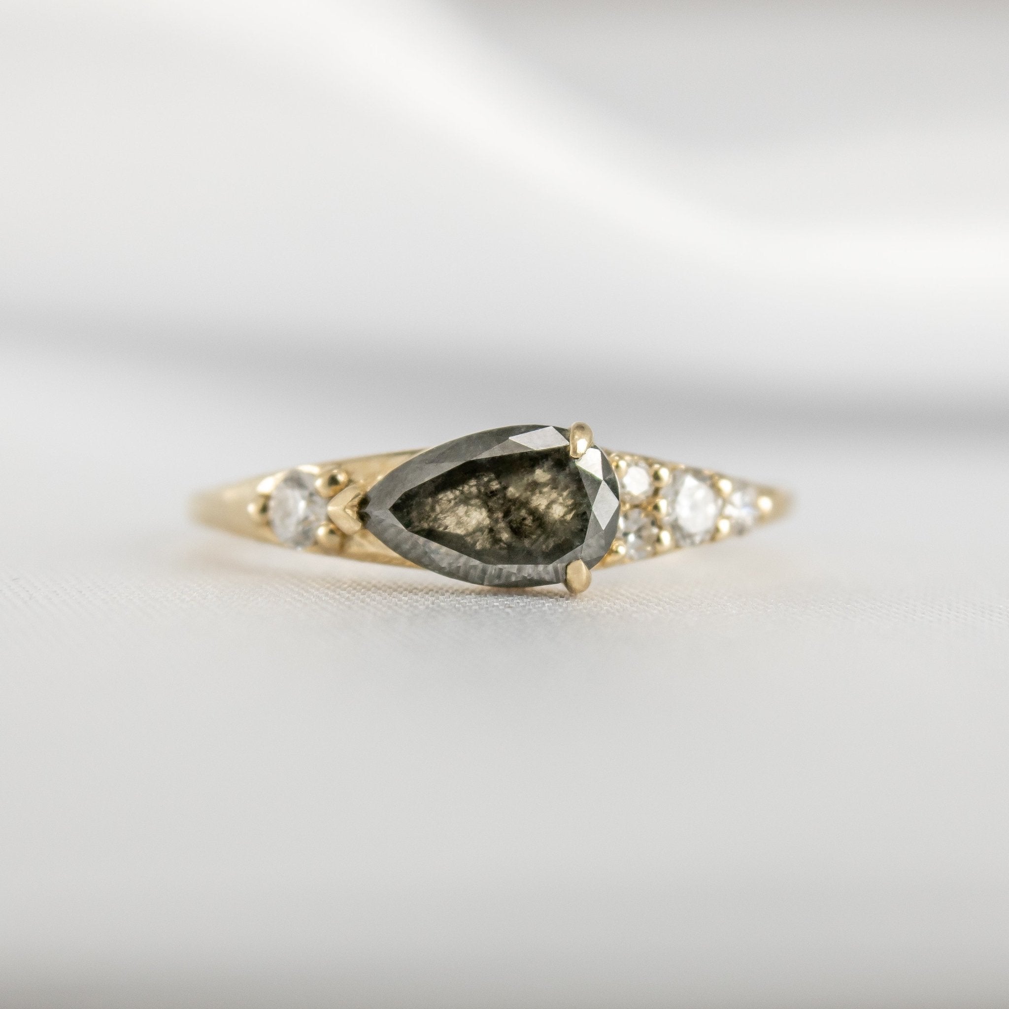 The Peyton Salt and Pepper Pear Diamond Ring | Lisa Robin#color_14k-yellow-gold