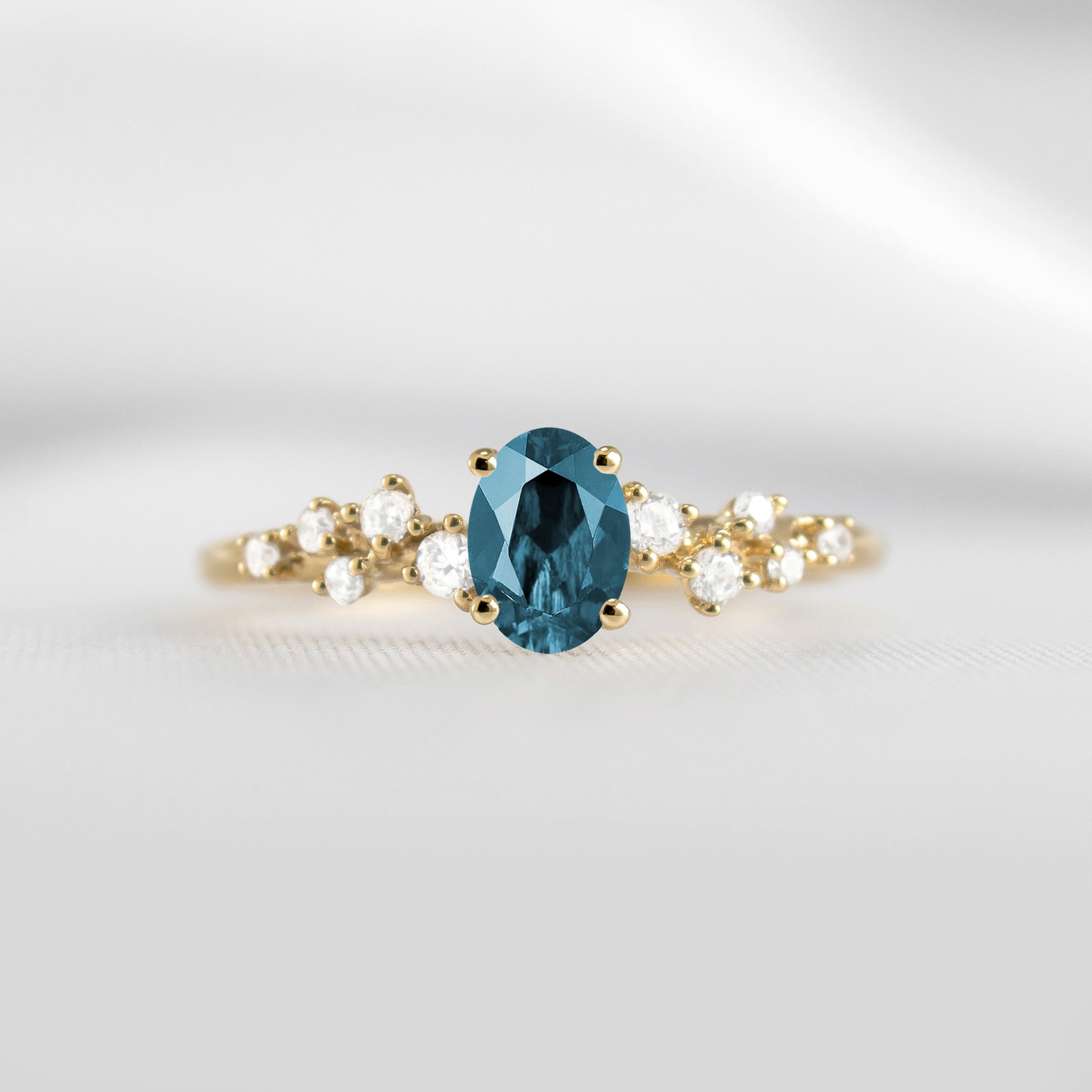 Shown in 1.0 carat Blue Diamond*The Polaris Blue and White Diamond Engagement Ring | Lisa Robin#color_14k-yellow-gold