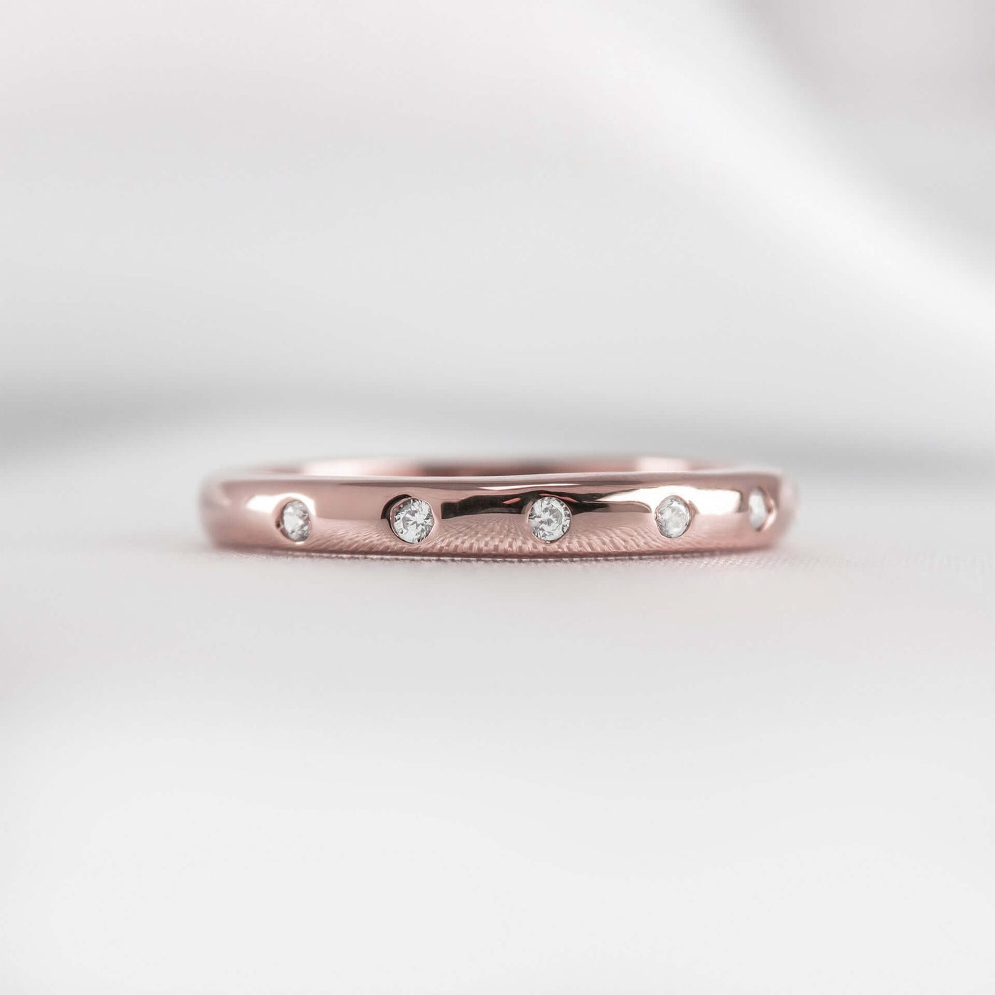 The Reese Diamond Dome Wedding Ring | Lisa Robin#18k-rose-gold